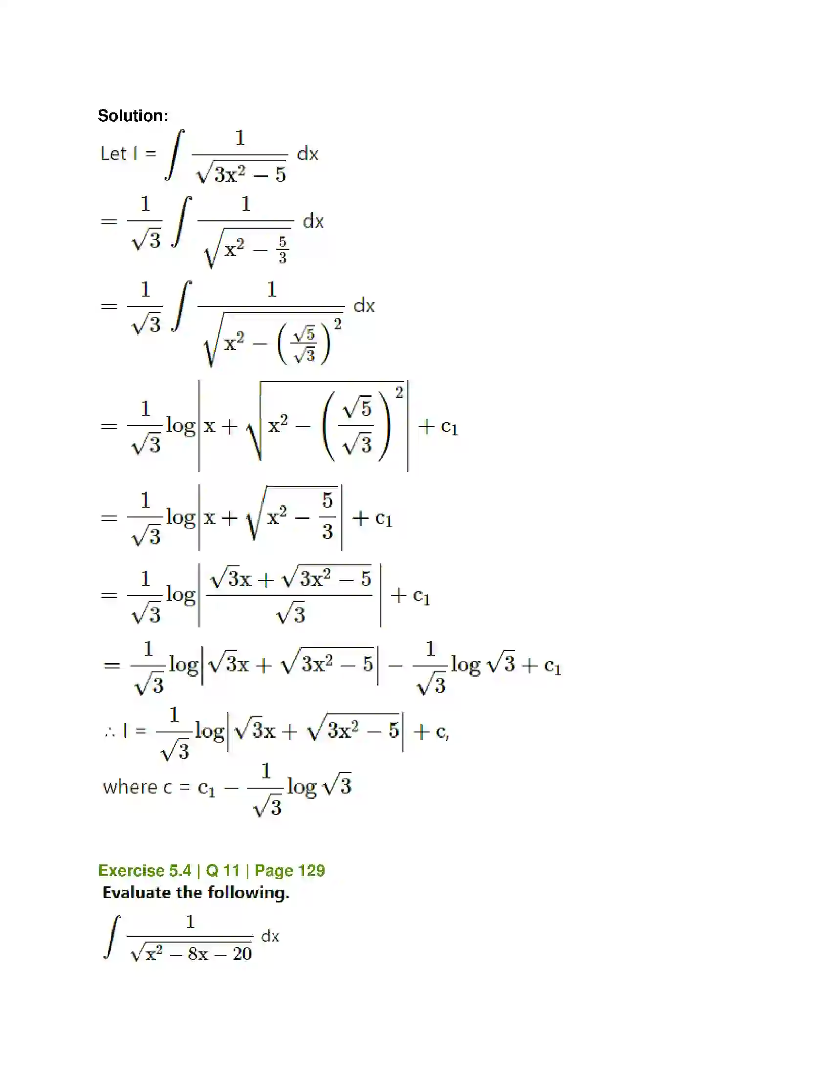Maharashtra Board Class 12th Mathematics & Statistics-1 (Commerce) Integration Solution 28