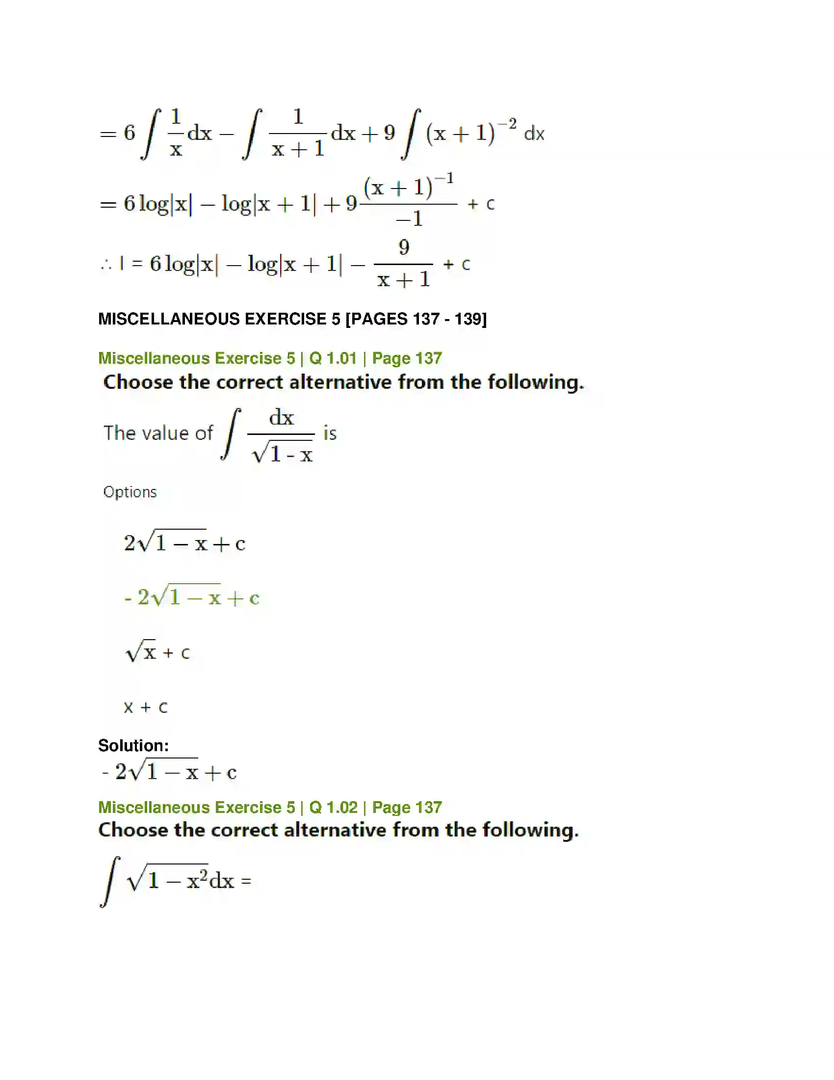 Maharashtra Board Class 12th Mathematics & Statistics-1 (Commerce) Integration Solution 49