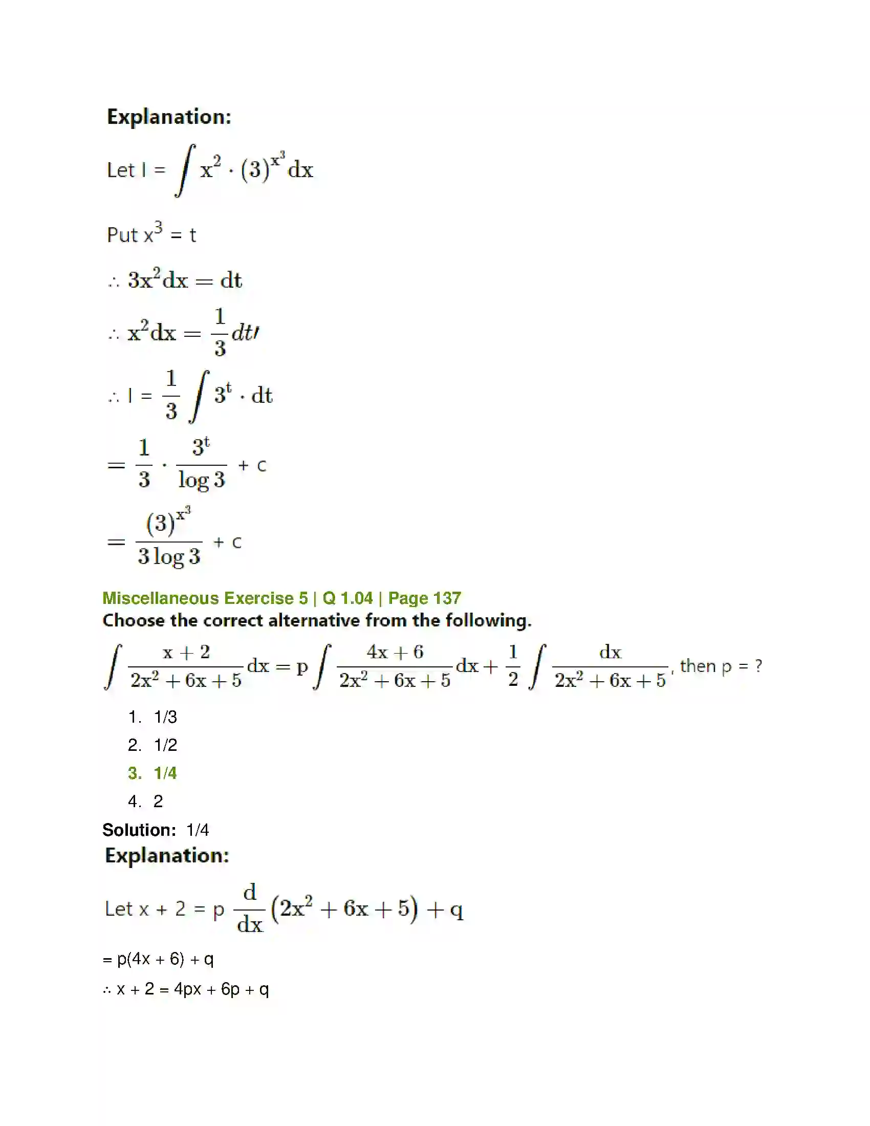 Maharashtra Board Class 12th Mathematics & Statistics-1 (Commerce) Integration Solution 51