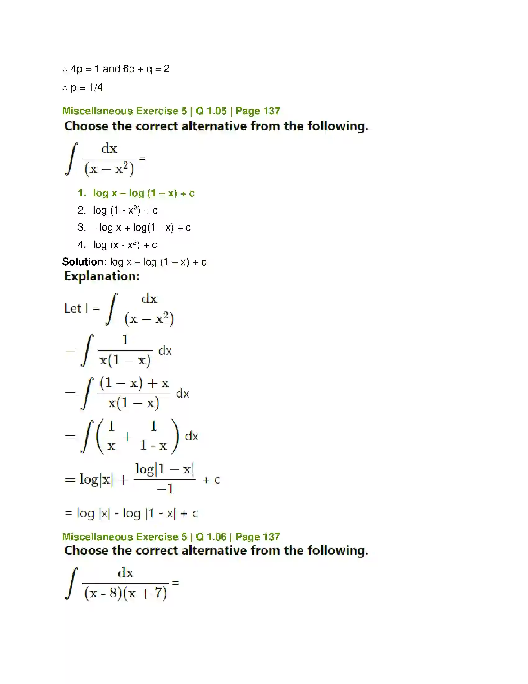 Maharashtra Board Class 12th Mathematics & Statistics-1 (Commerce) Integration Solution 52