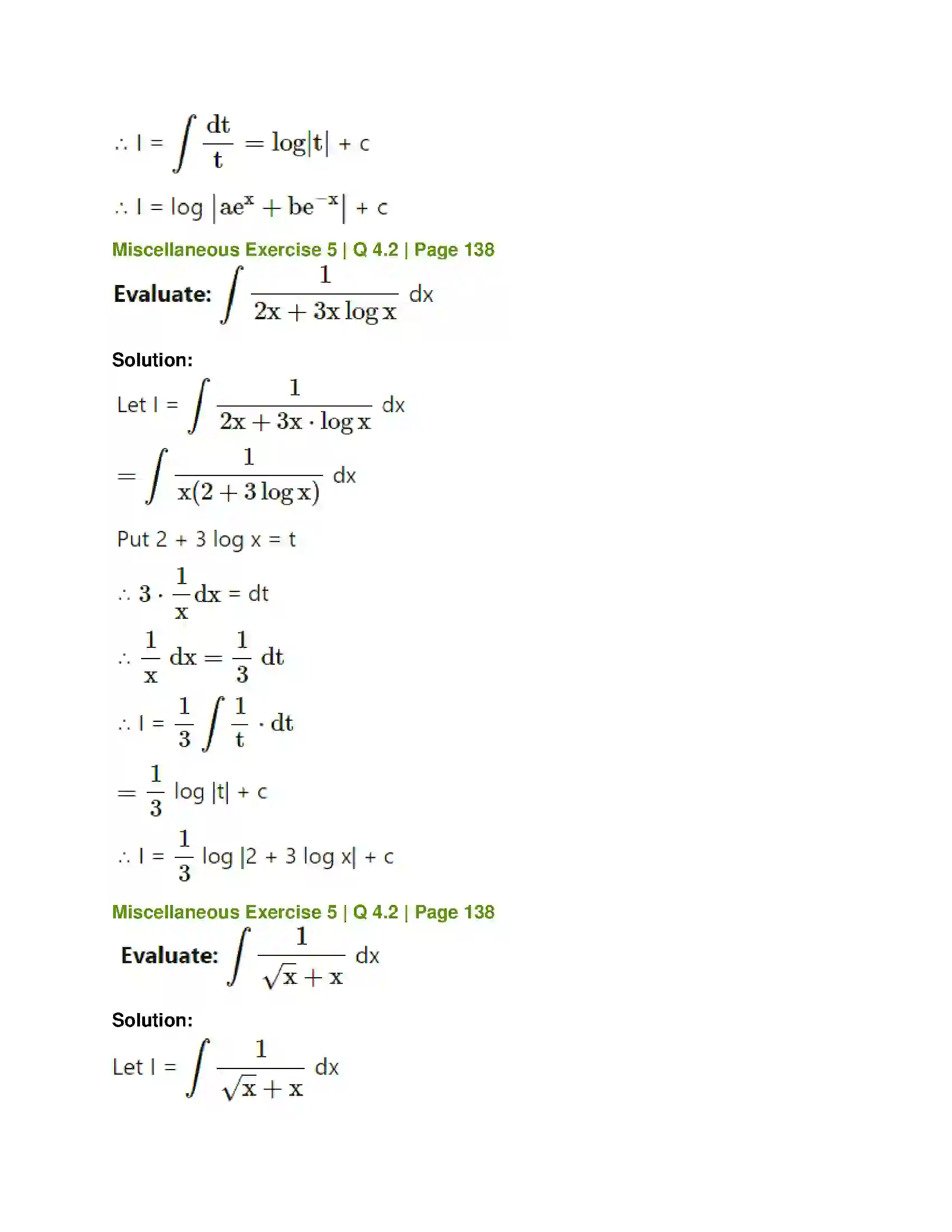 Maharashtra Board Class 12th Mathematics & Statistics-1 (Commerce) Integration Solution 70