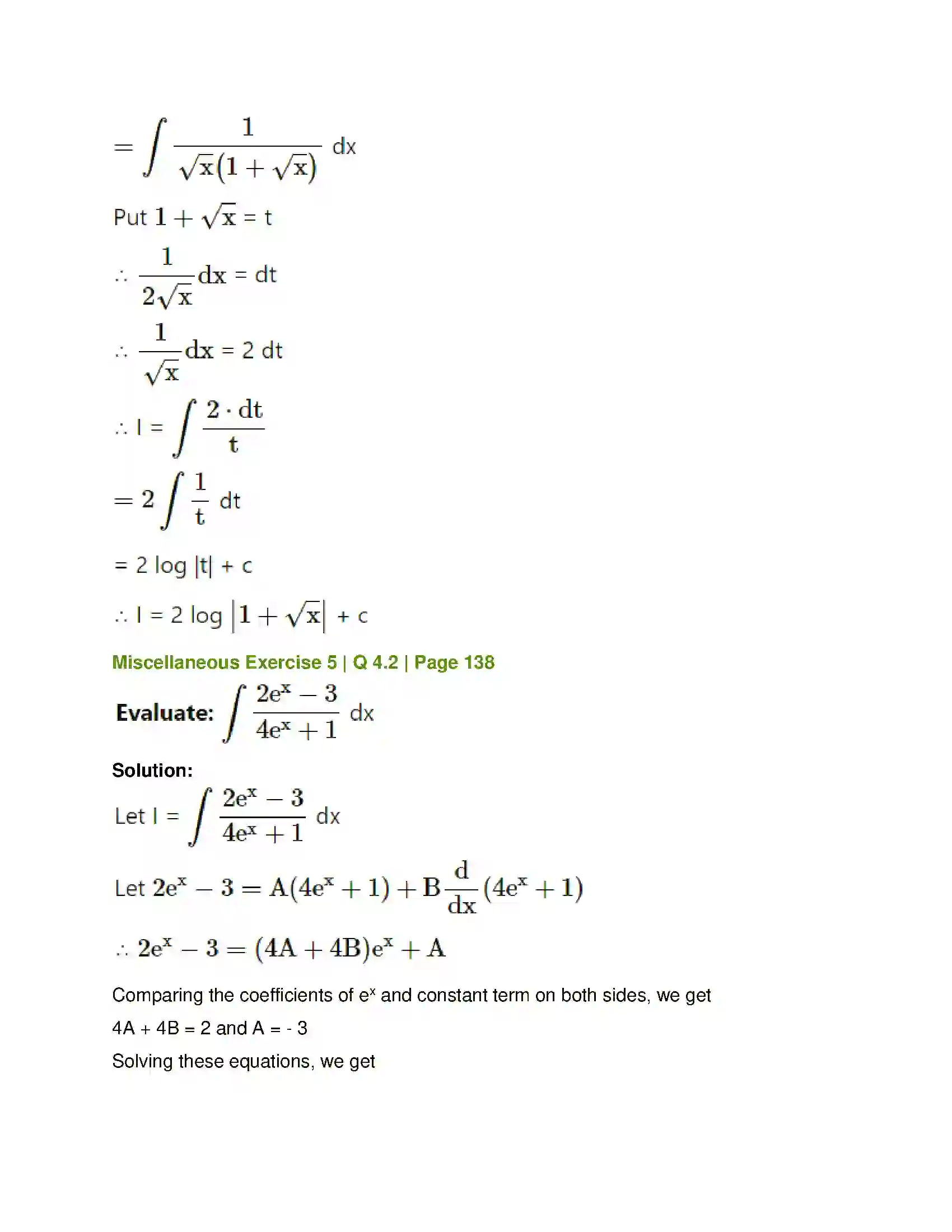 Maharashtra Board Class 12th Mathematics & Statistics-1 (Commerce) Integration Solution 71