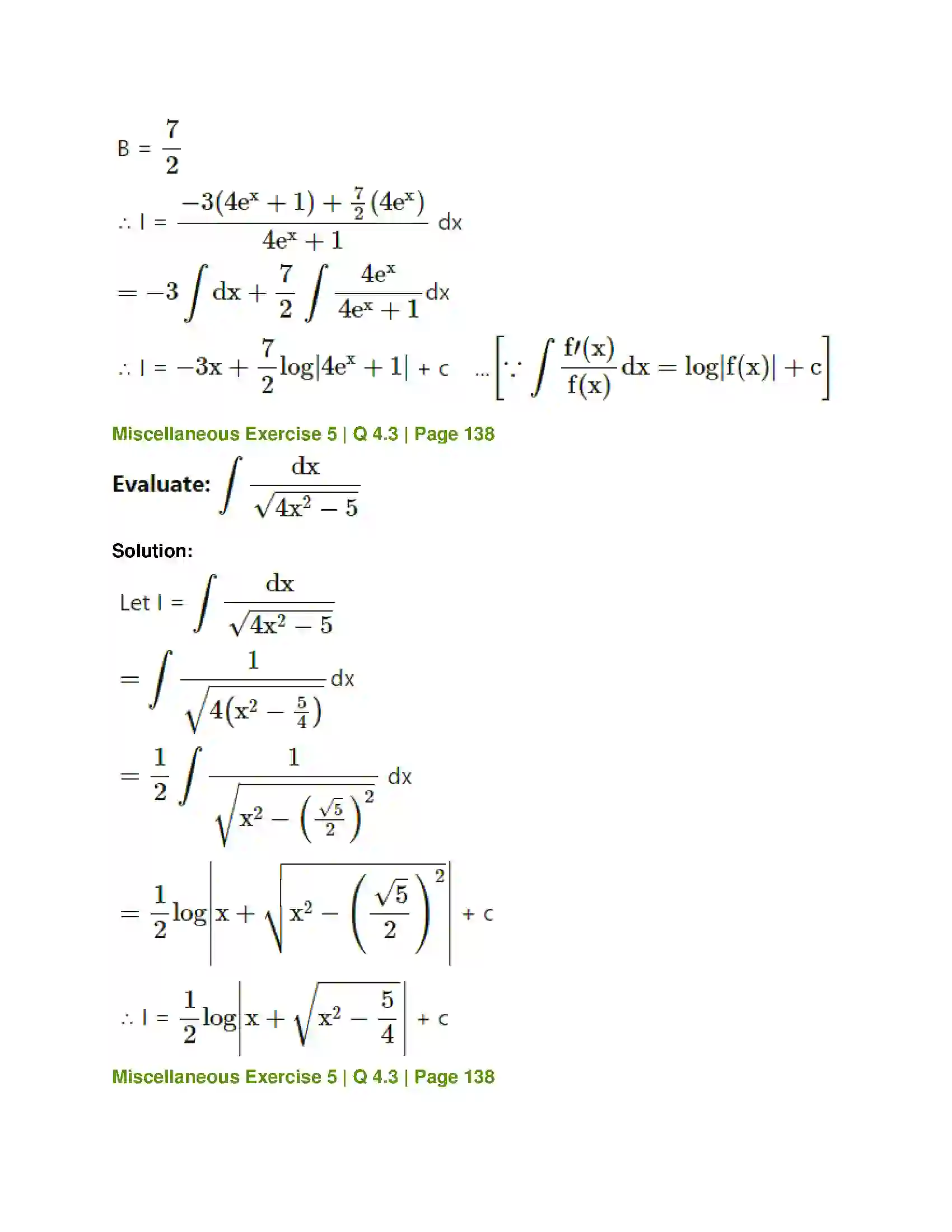 Maharashtra Board Class 12th Mathematics & Statistics-1 (Commerce) Integration Solution 72