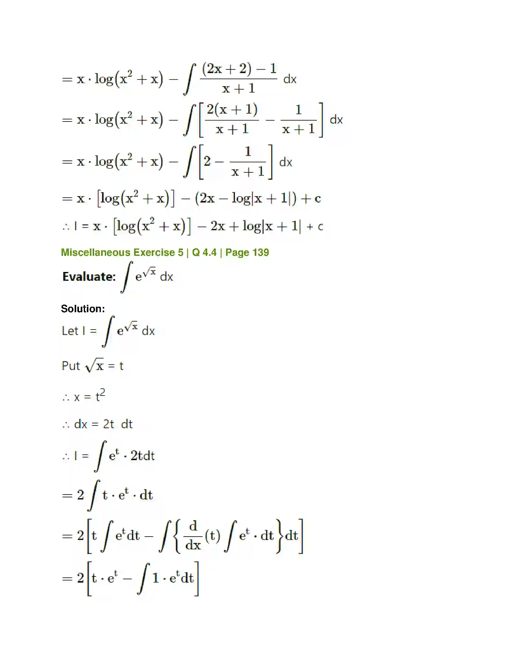 Maharashtra Board Class 12th Mathematics & Statistics-1 (Commerce) Integration Solution 81