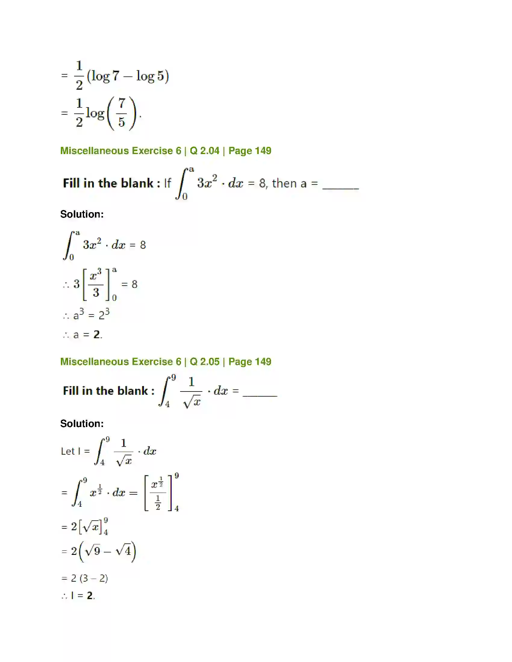 Maharashtra Board Class 12th Mathematics & Statistics-1 (Commerce) Definite Integration Solution 27