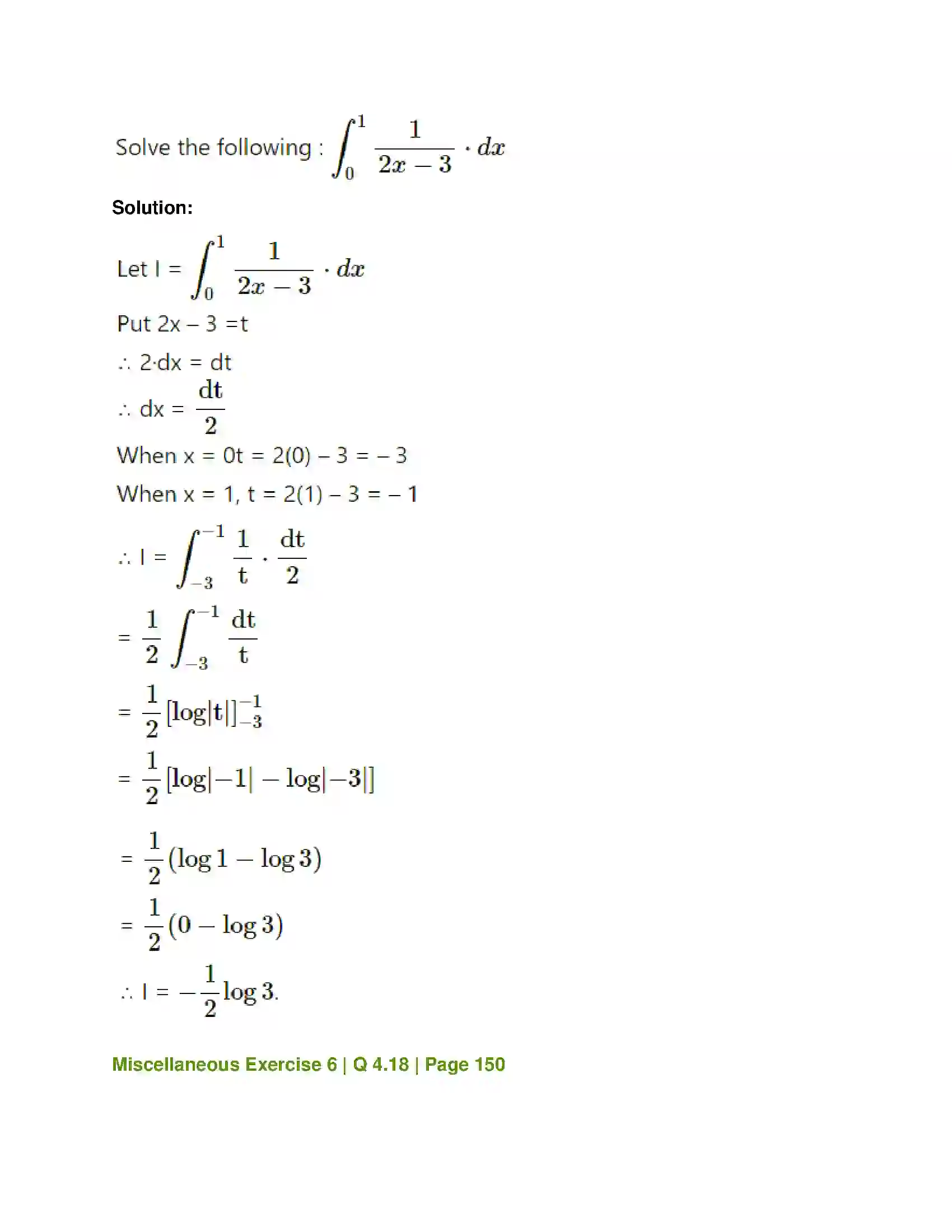 Maharashtra Board Class 12th Mathematics & Statistics-1 (Commerce) Definite Integration Solution 48
