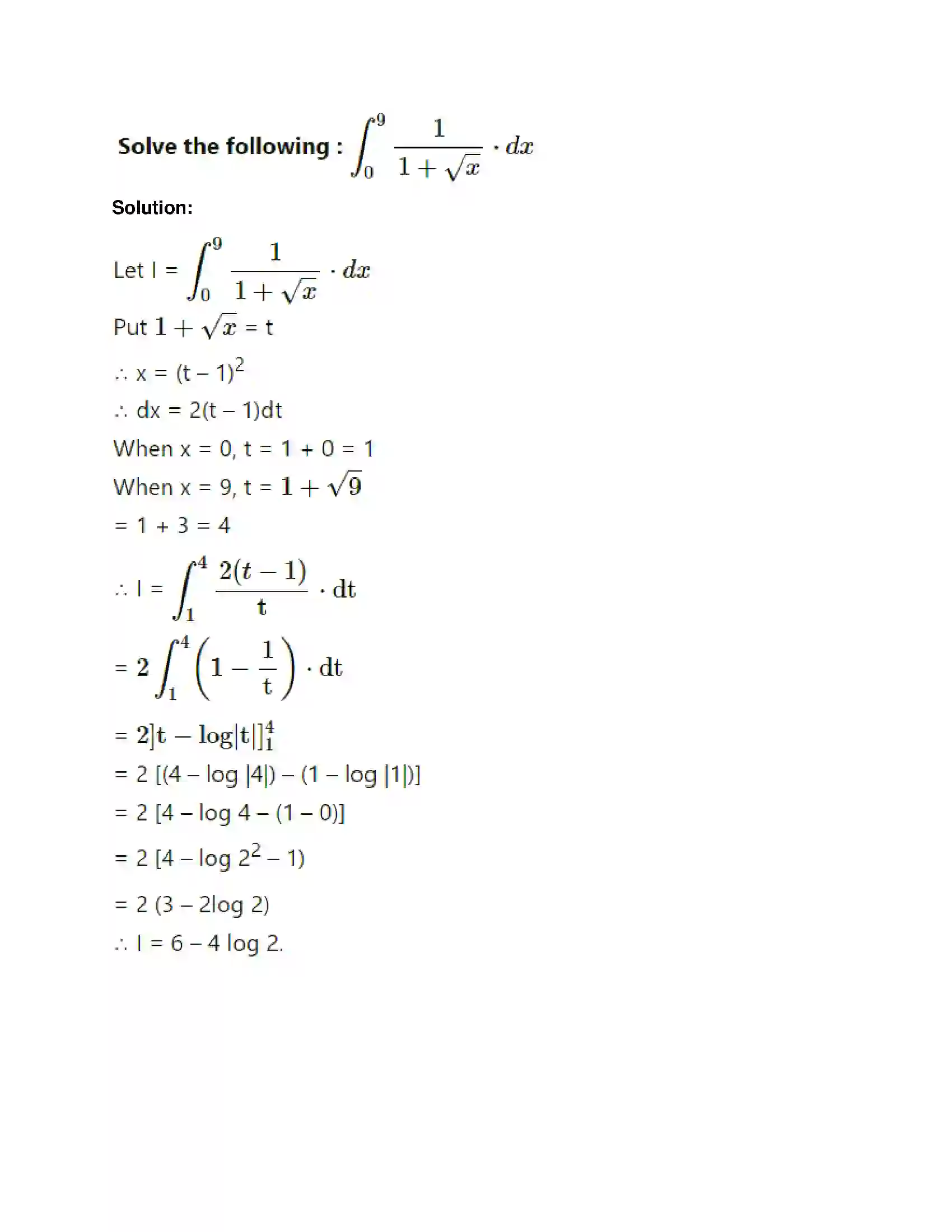 Maharashtra Board Class 12th Mathematics & Statistics-1 (Commerce) Definite Integration Solution 52