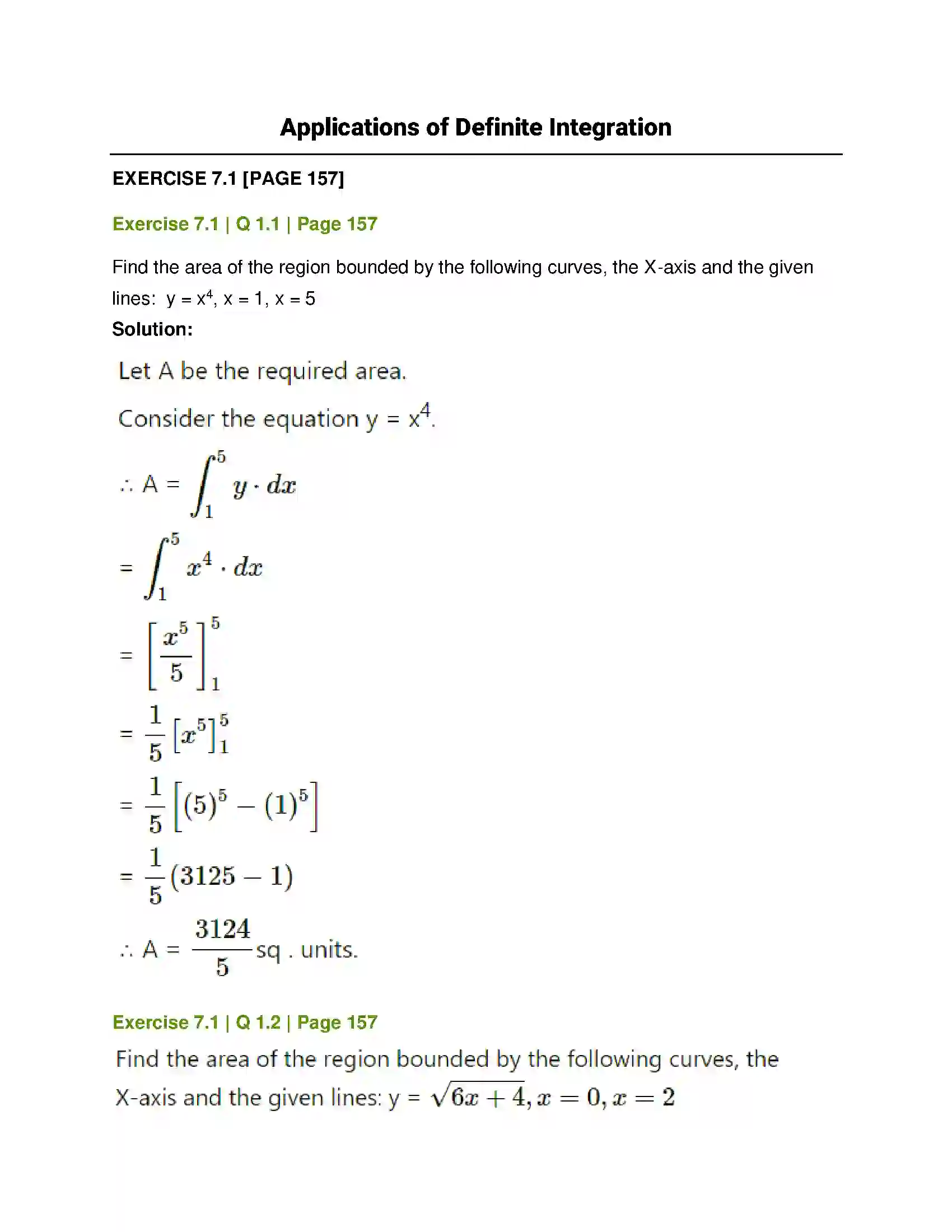 Maharashtra Board Class 12th Mathematics & Statistics-1 (Commerce) Applications of Definite Integration Solution 1