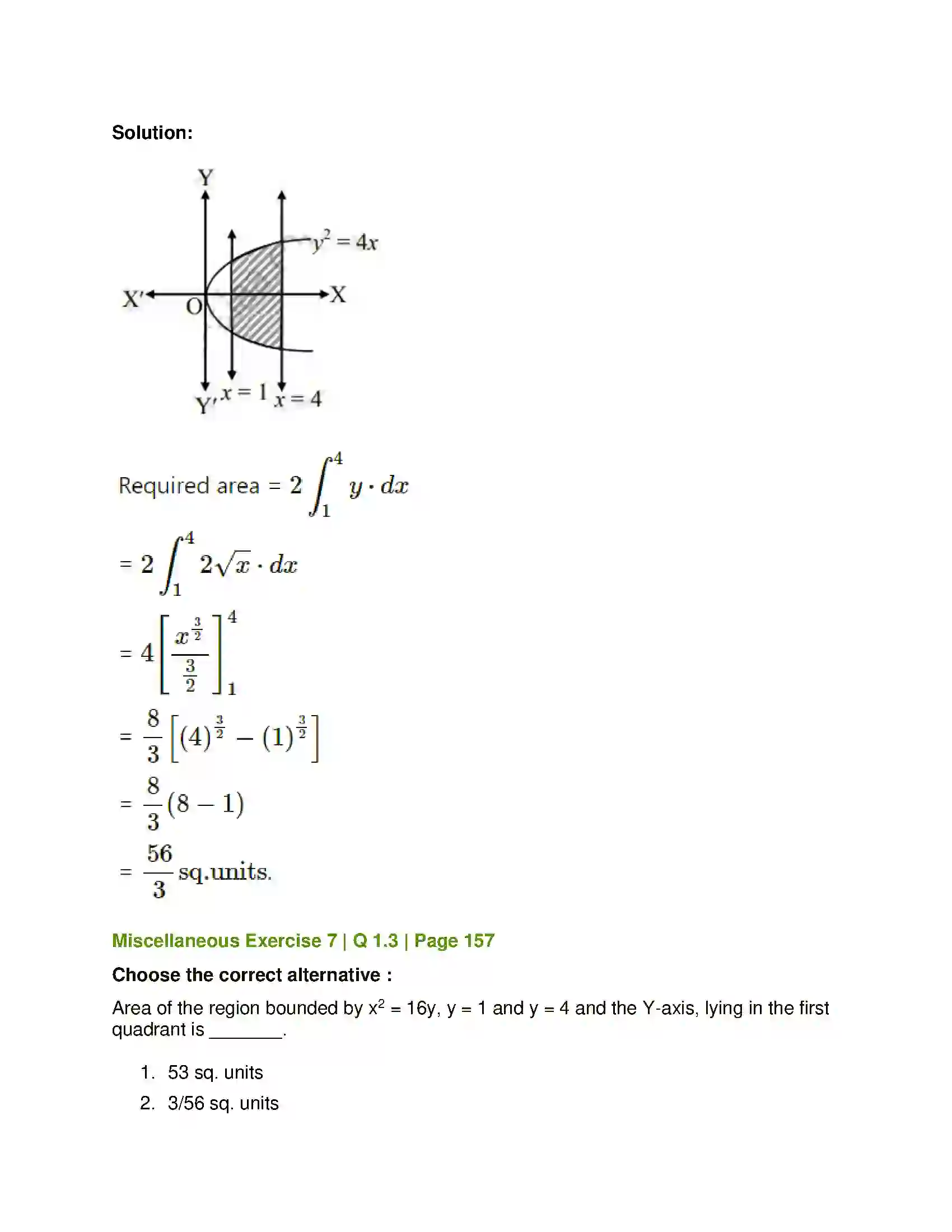Maharashtra Board Class 12th Mathematics & Statistics-1 (Commerce) Applications of Definite Integration Solution 12
