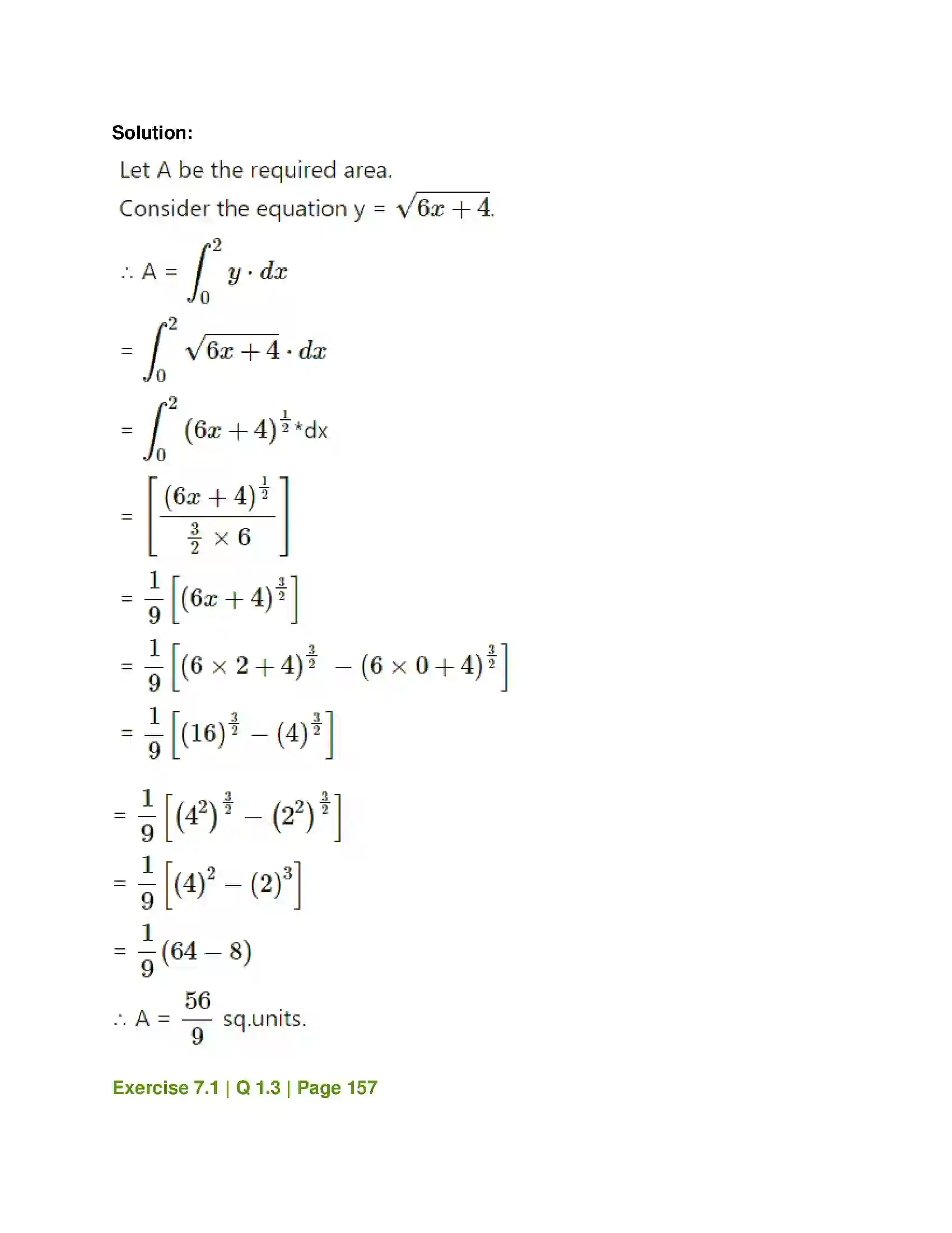 Maharashtra Board Class 12th Mathematics & Statistics-1 (Commerce) Applications of Definite Integration Solution 2