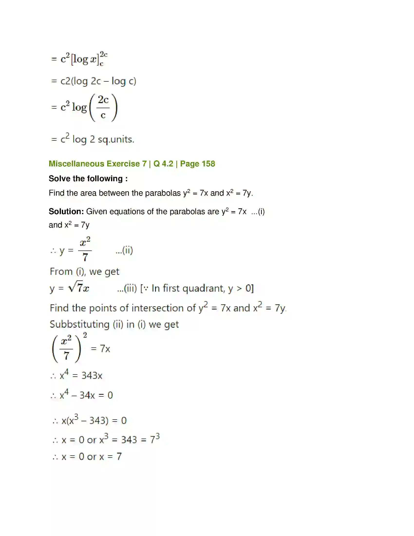 Maharashtra Board Class 12th Mathematics & Statistics-1 (Commerce) Applications of Definite Integration Solution 22