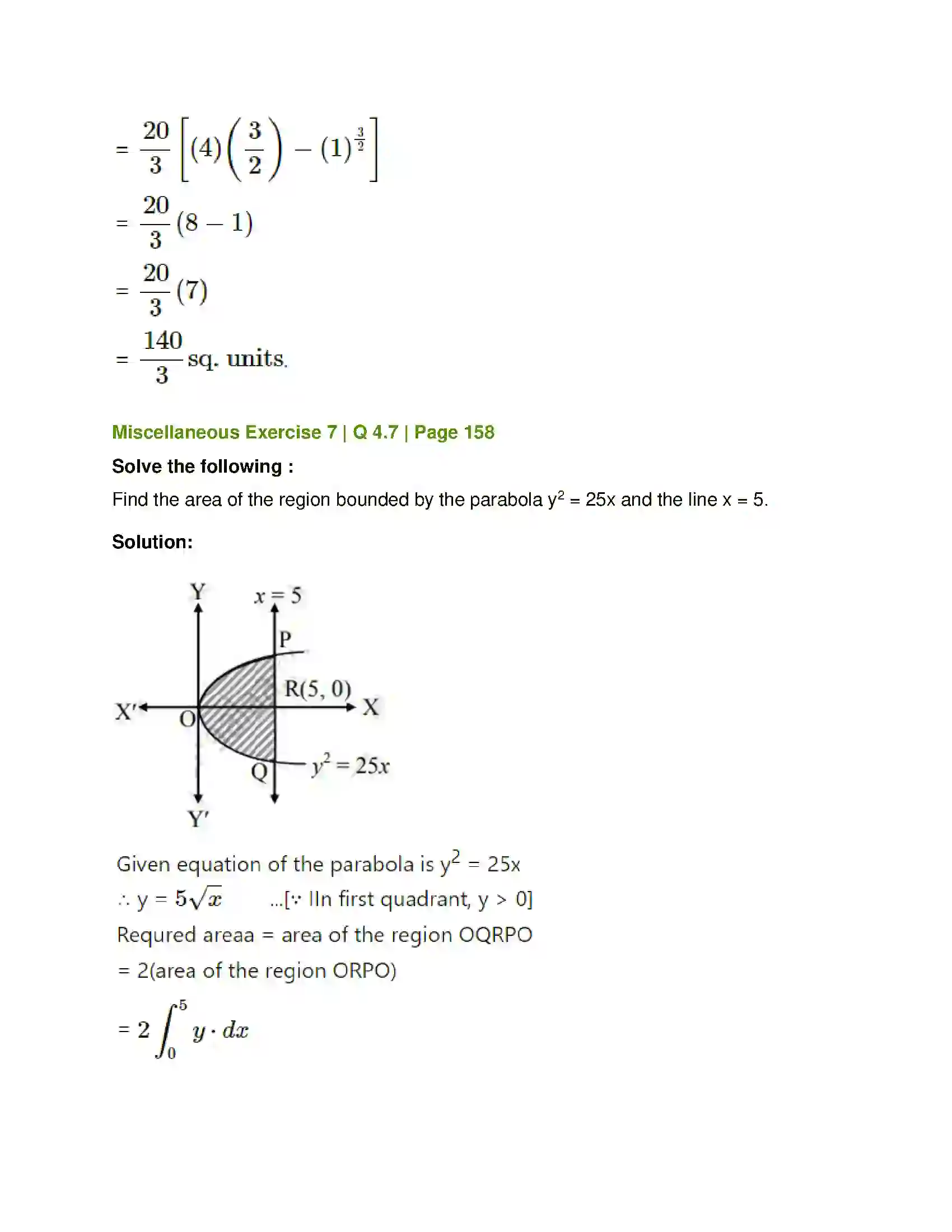 Maharashtra Board Class 12th Mathematics & Statistics-1 (Commerce) Applications of Definite Integration Solution 29