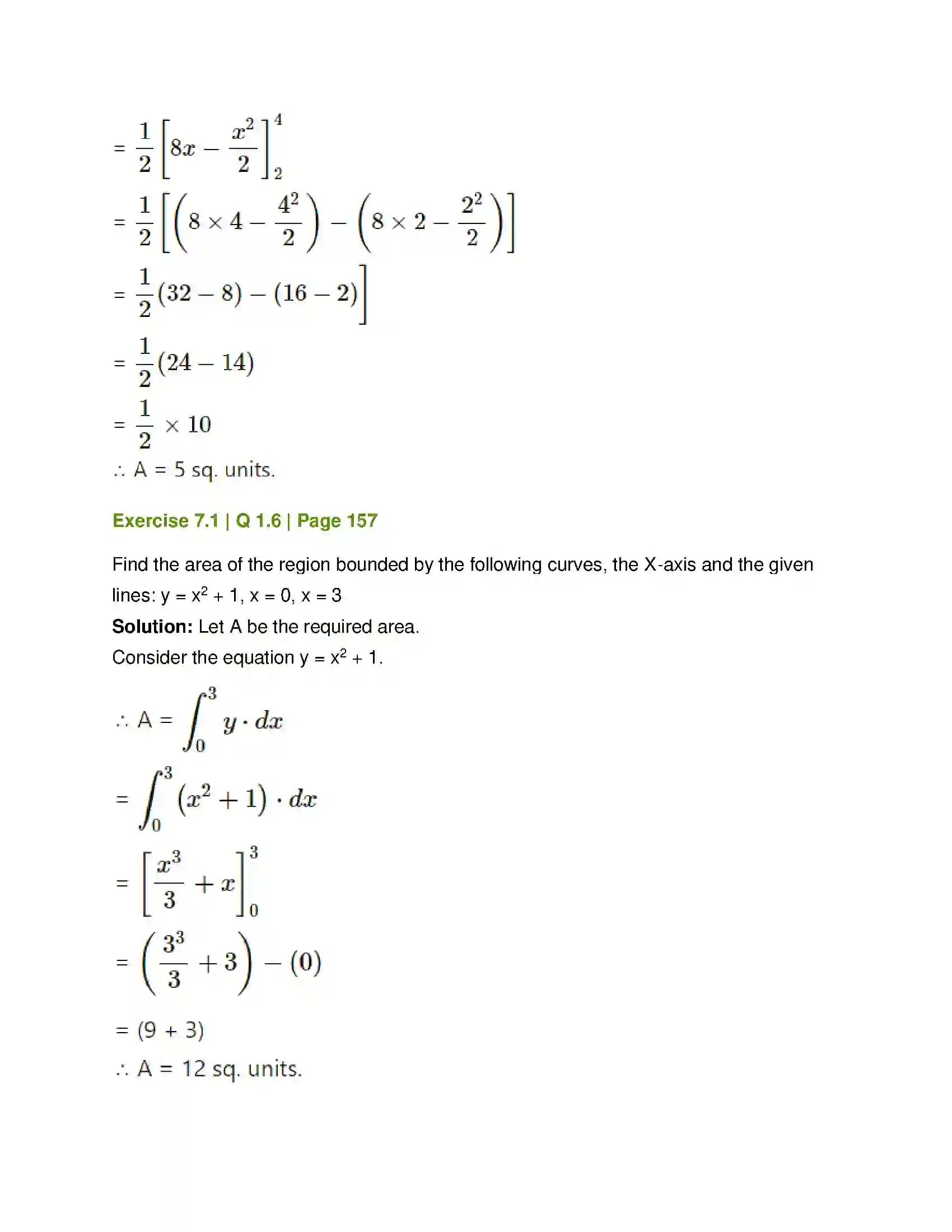 Maharashtra Board Class 12th Mathematics & Statistics-1 (Commerce) Applications of Definite Integration Solution 5