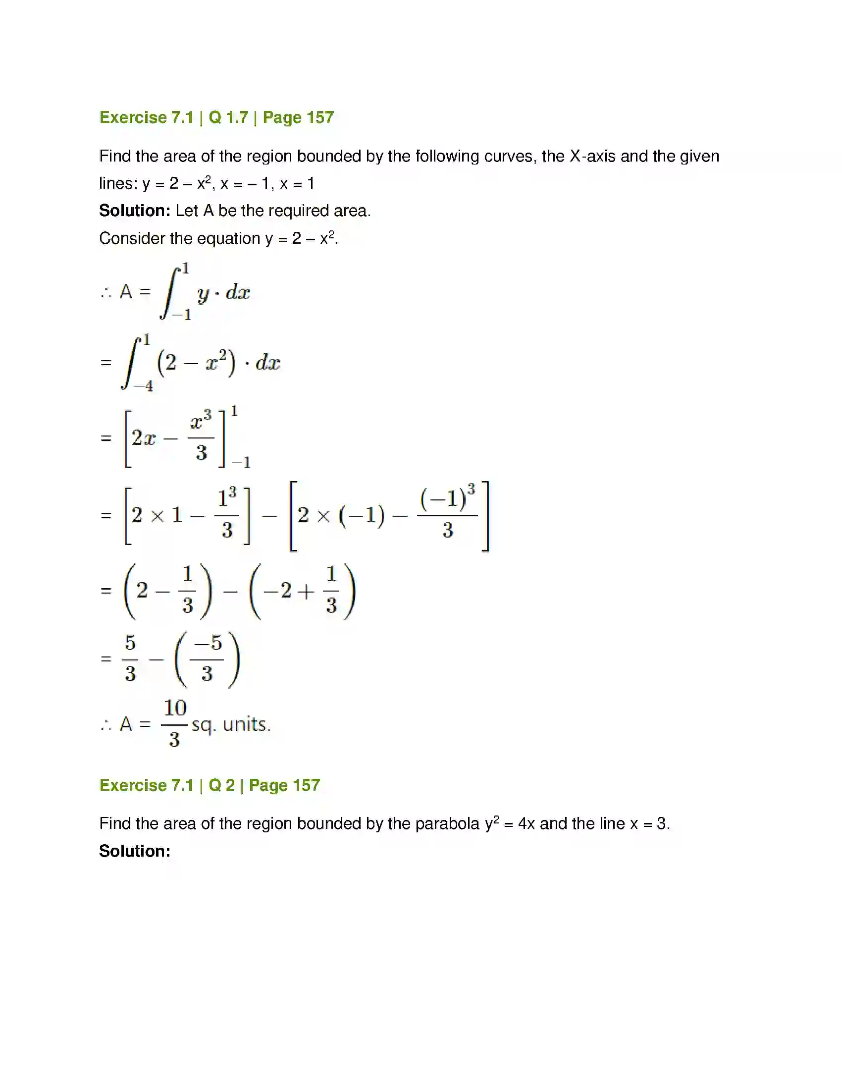 Maharashtra Board Class 12th Mathematics & Statistics-1 (Commerce) Applications of Definite Integration Solution 6