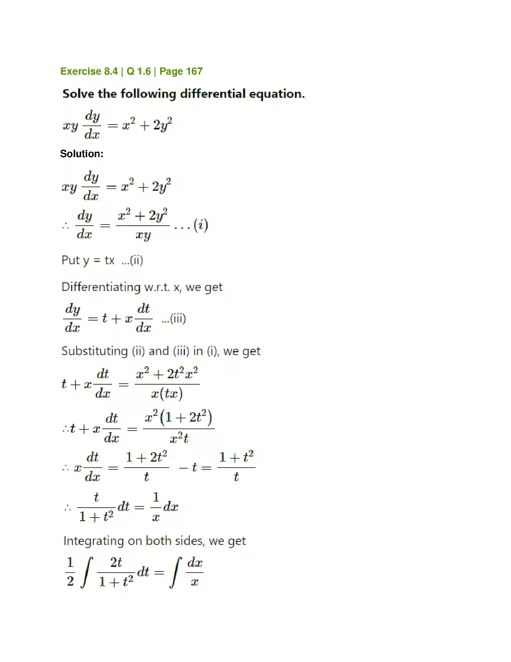 Maharashtra Board Class 12th Mathematics & Statistics-1 (Commerce) Differential Equation and Applications Solution 32