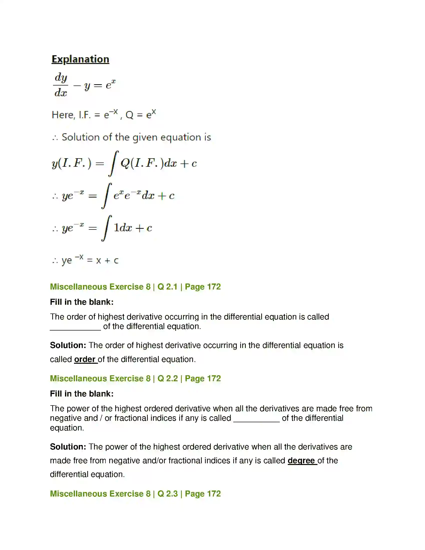Maharashtra Board Class 12th Mathematics & Statistics-1 (Commerce) Differential Equation and Applications Solution 59