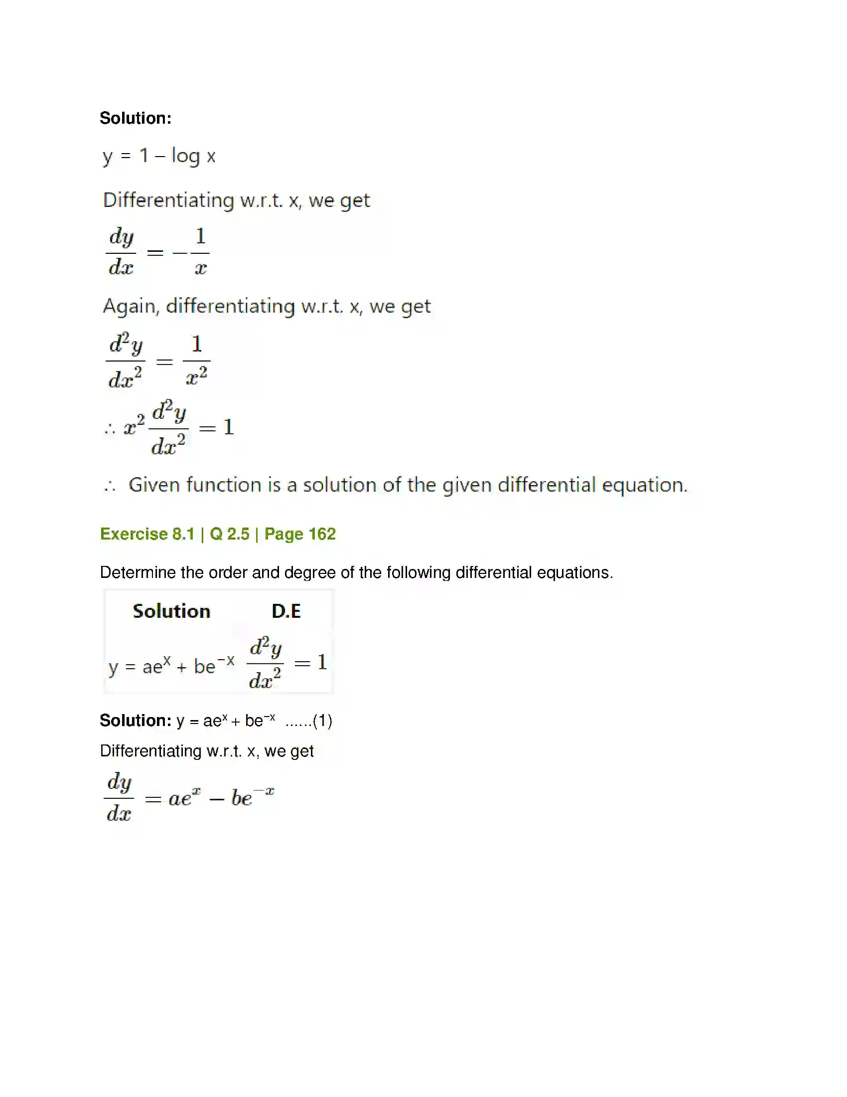 Maharashtra Board Class 12th Mathematics & Statistics-1 (Commerce) Differential Equation and Applications Solution 7