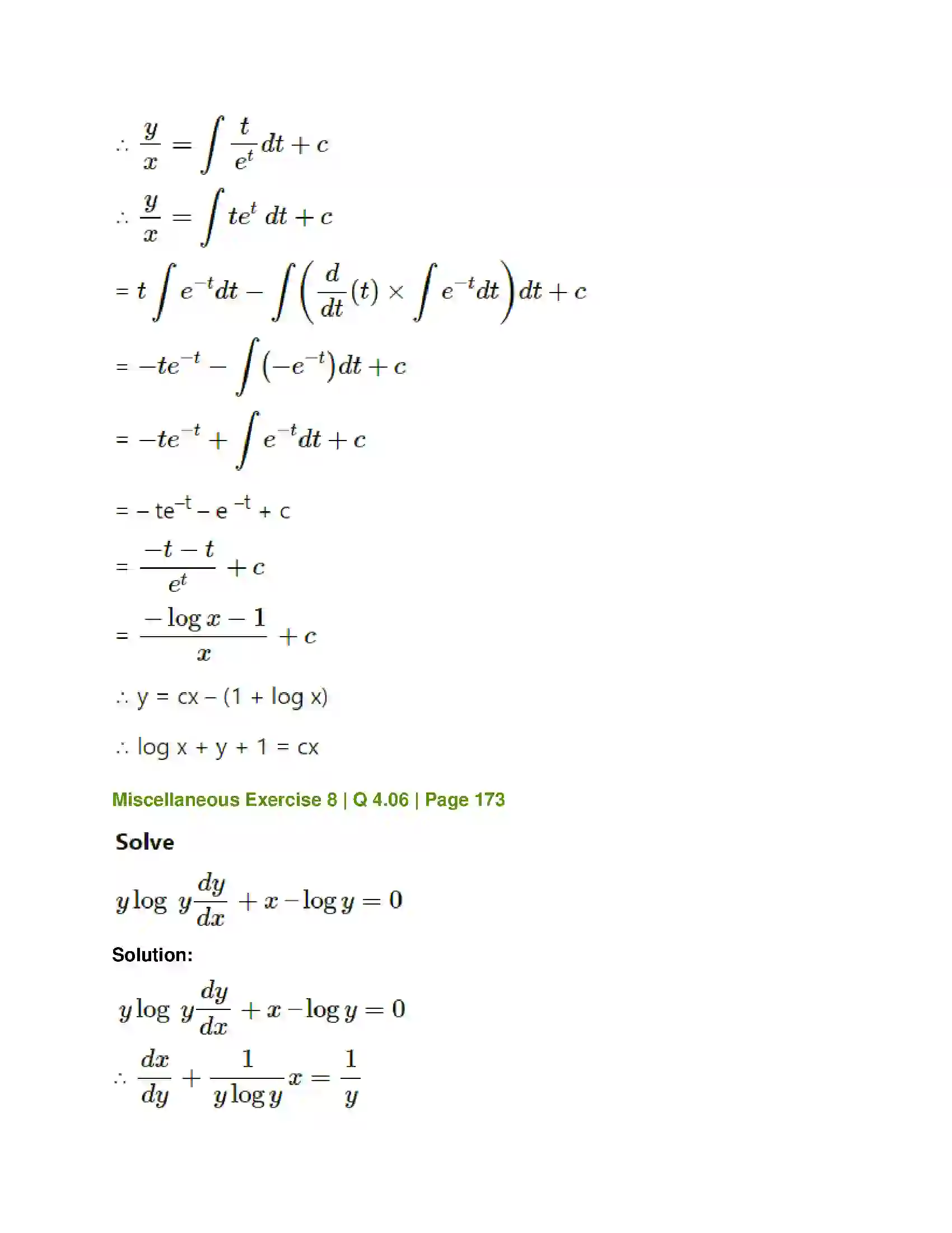 Maharashtra Board Class 12th Mathematics & Statistics-1 (Commerce) Differential Equation and Applications Solution 71