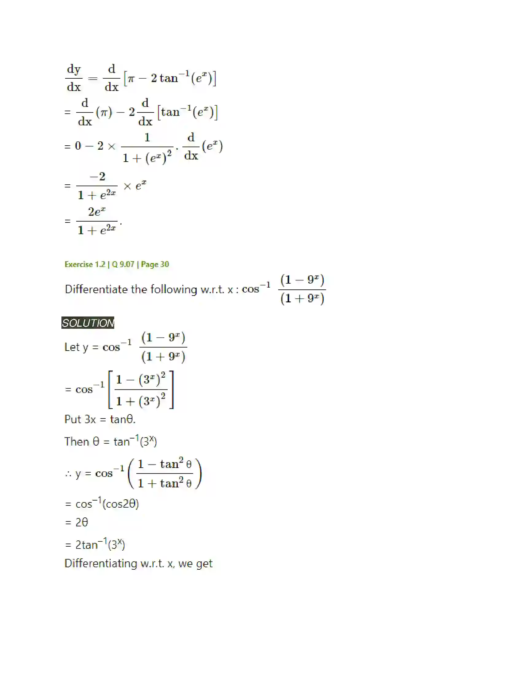 Maharashtra Board Class 12th Mathematics & Statistics-2 (Arts & Science) Differentiation Solution 101