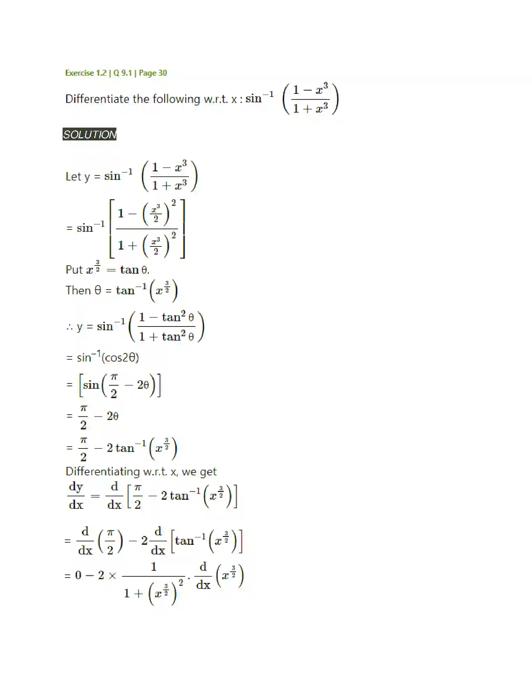 Maharashtra Board Class 12th Mathematics & Statistics-2 (Arts & Science) Differentiation Solution 105