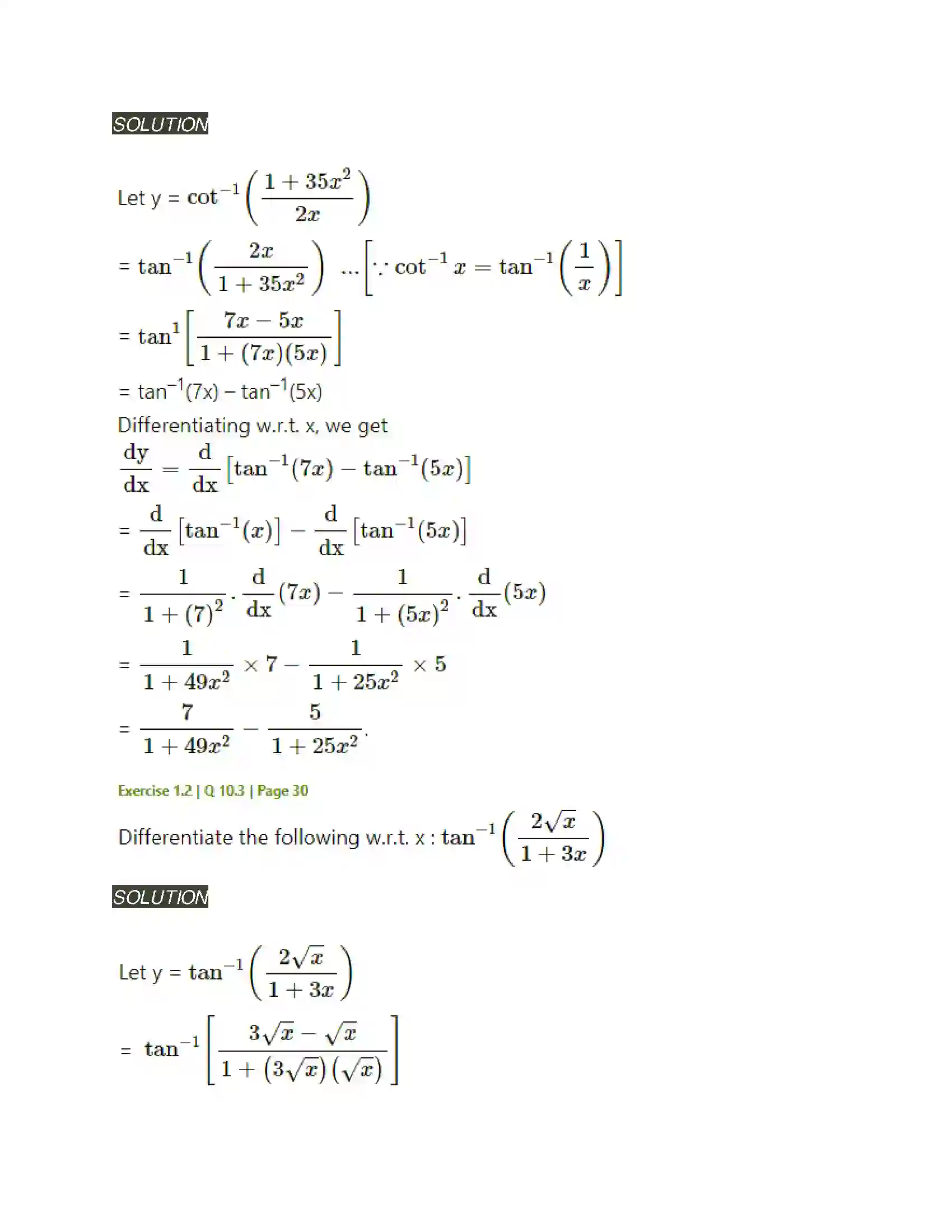 Maharashtra Board Class 12th Mathematics & Statistics-2 (Arts & Science) Differentiation Solution 109