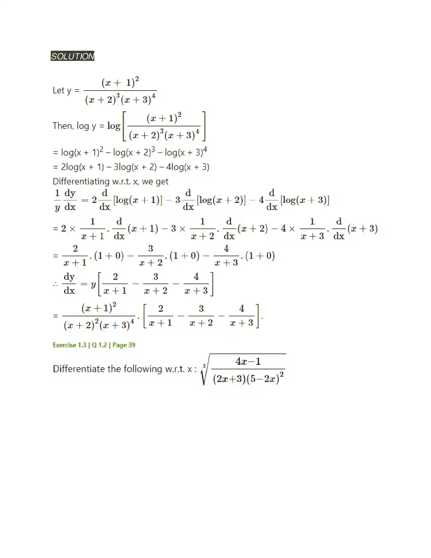 Maharashtra Board Class 12th Mathematics & Statistics-2 (Arts & Science) Differentiation Solution 116