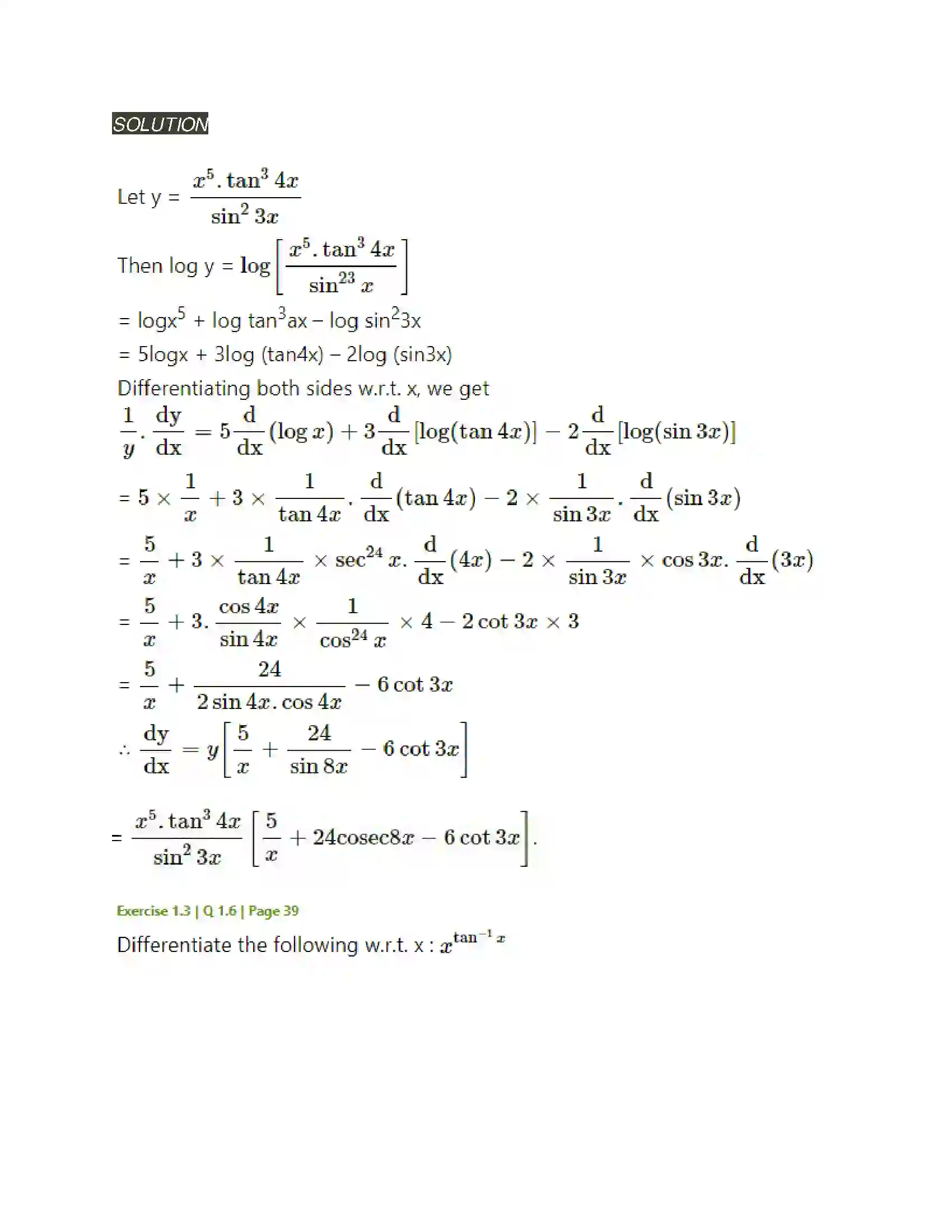 Maharashtra Board Class 12th Mathematics & Statistics-2 (Arts & Science) Differentiation Solution 120