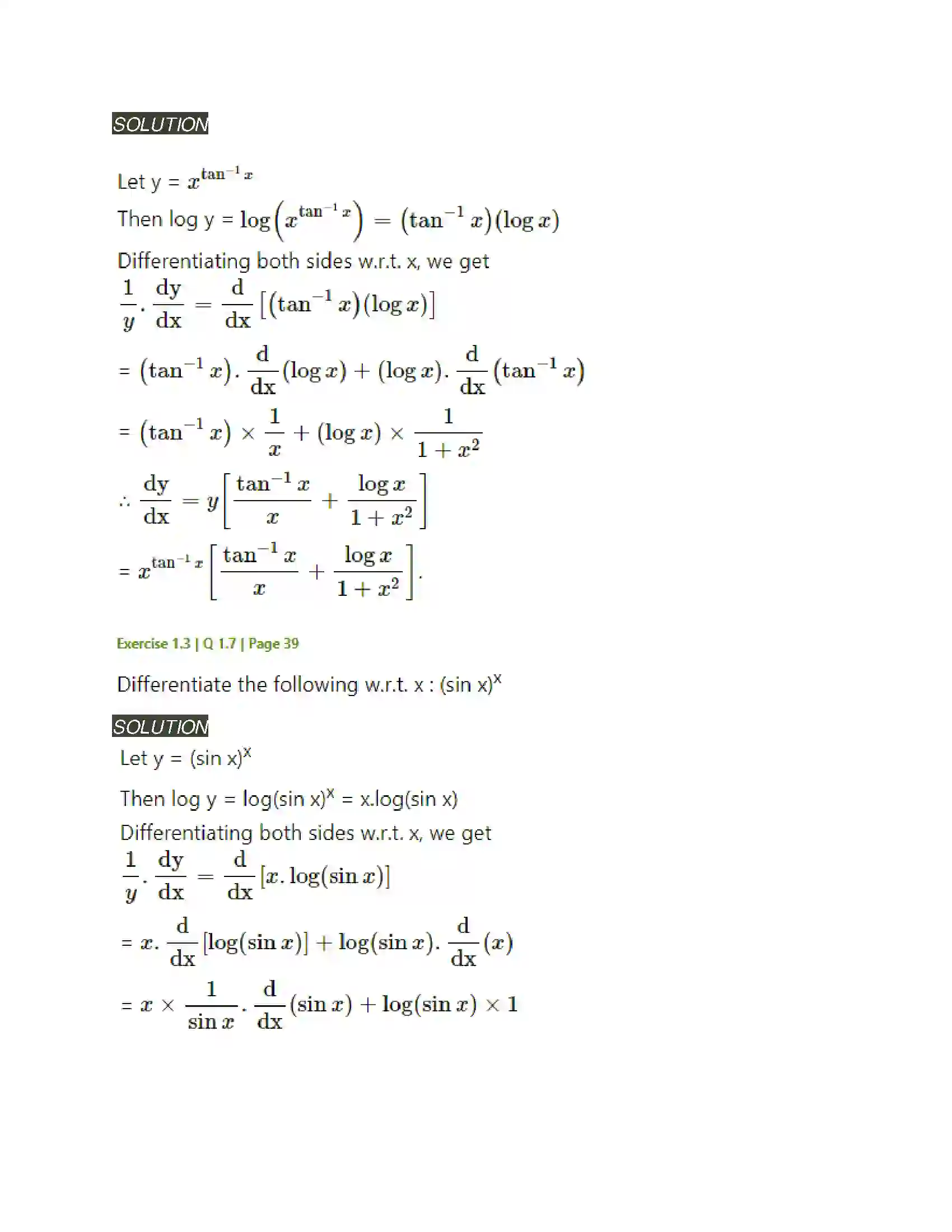 Maharashtra Board Class 12th Mathematics & Statistics-2 (Arts & Science) Differentiation Solution 121