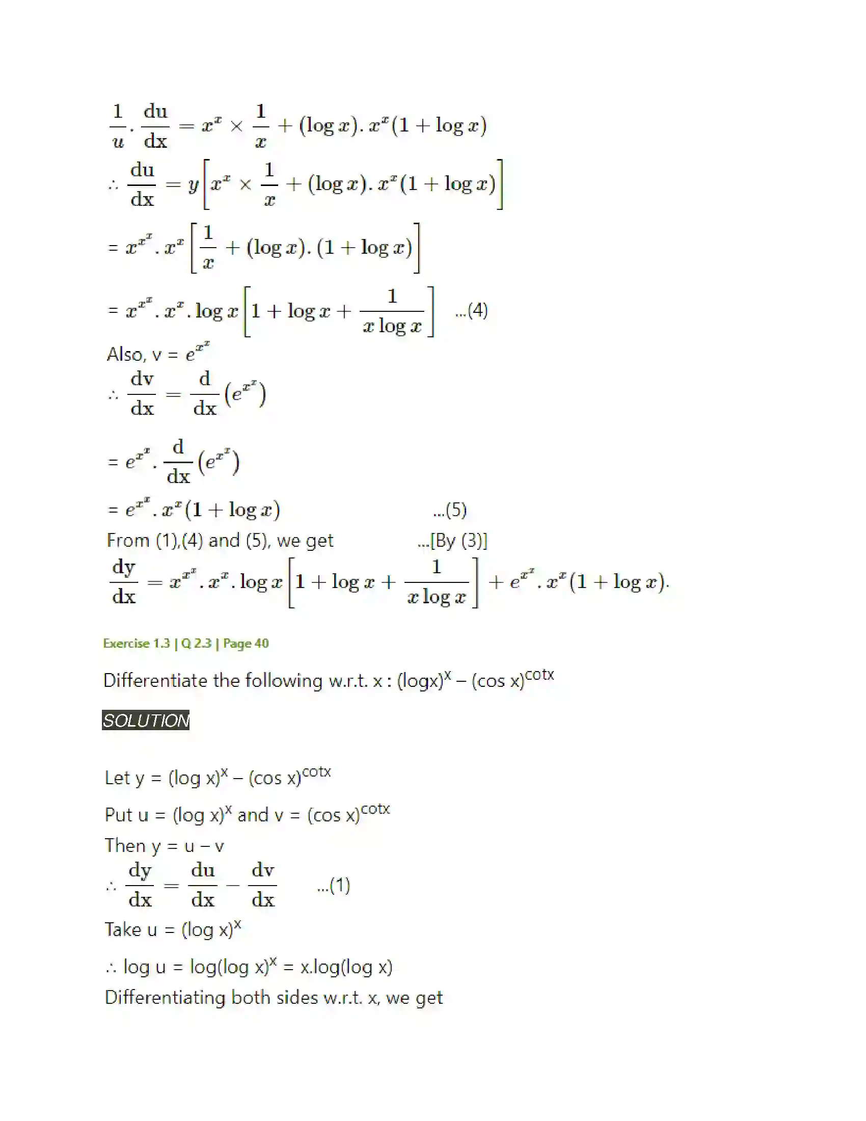 Maharashtra Board Class 12th Mathematics & Statistics-2 (Arts & Science) Differentiation Solution 125