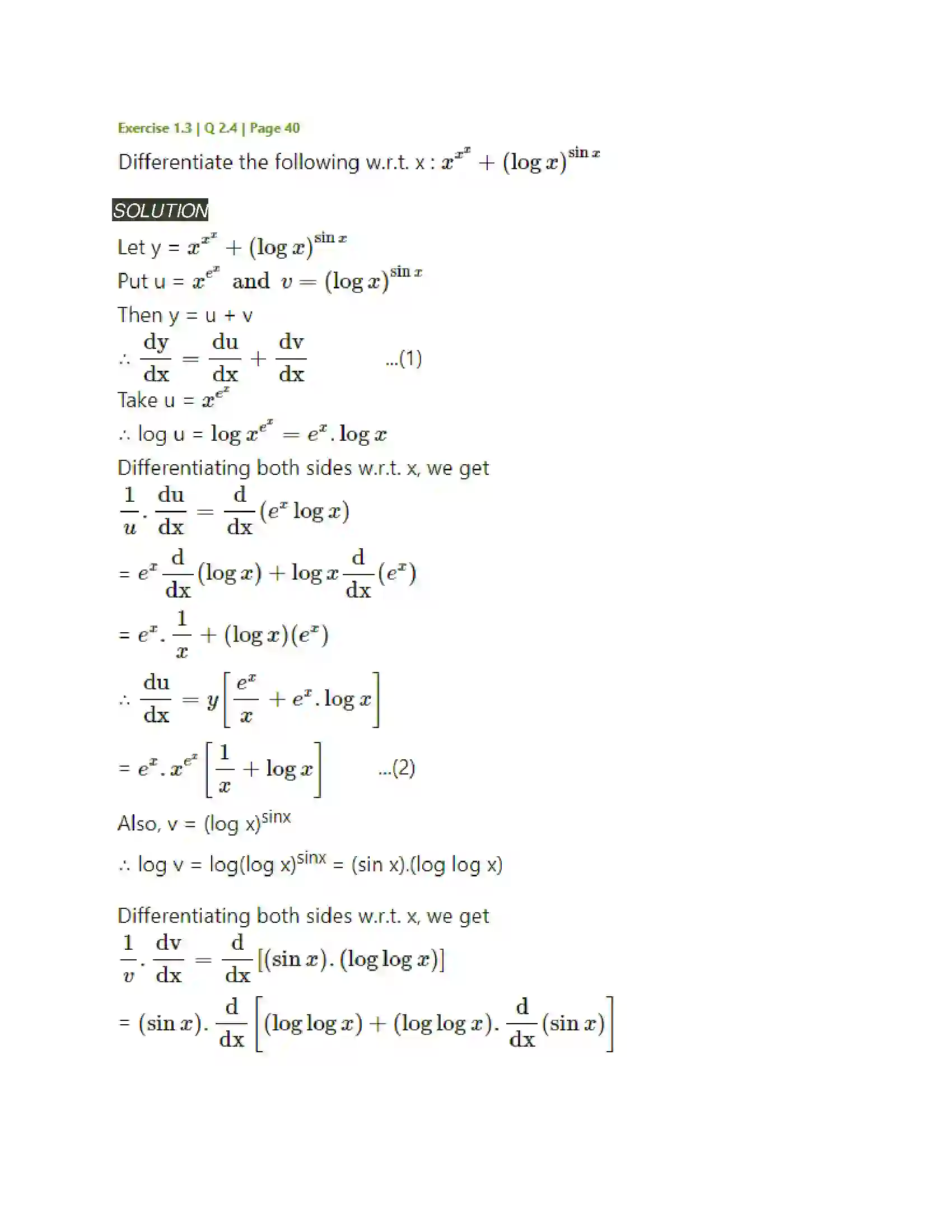 Maharashtra Board Class 12th Mathematics & Statistics-2 (Arts & Science) Differentiation Solution 127