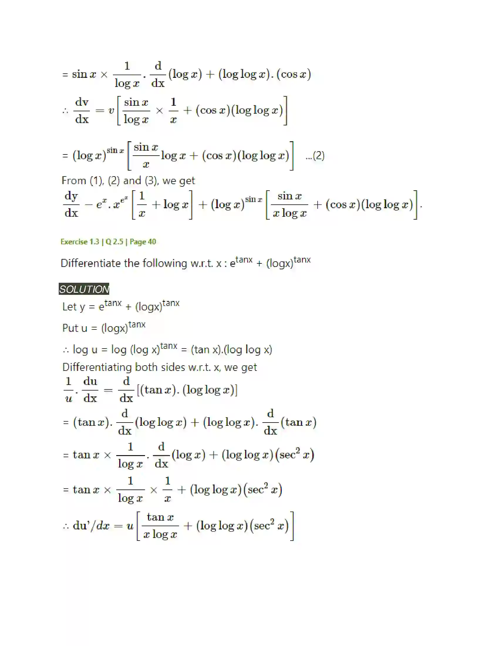 Maharashtra Board Class 12th Mathematics & Statistics-2 (Arts & Science) Differentiation Solution 128