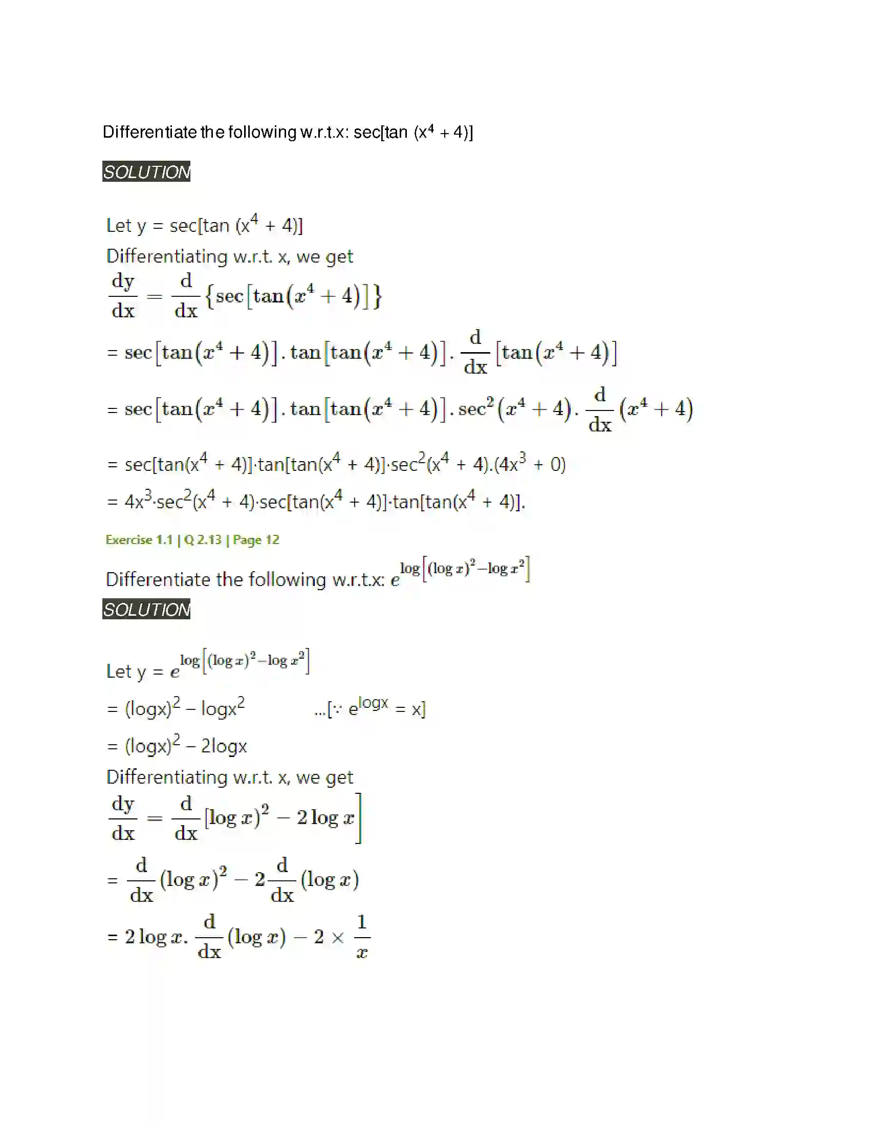 Maharashtra Board Class 12th Mathematics & Statistics-2 (Arts & Science) Differentiation Solution 13