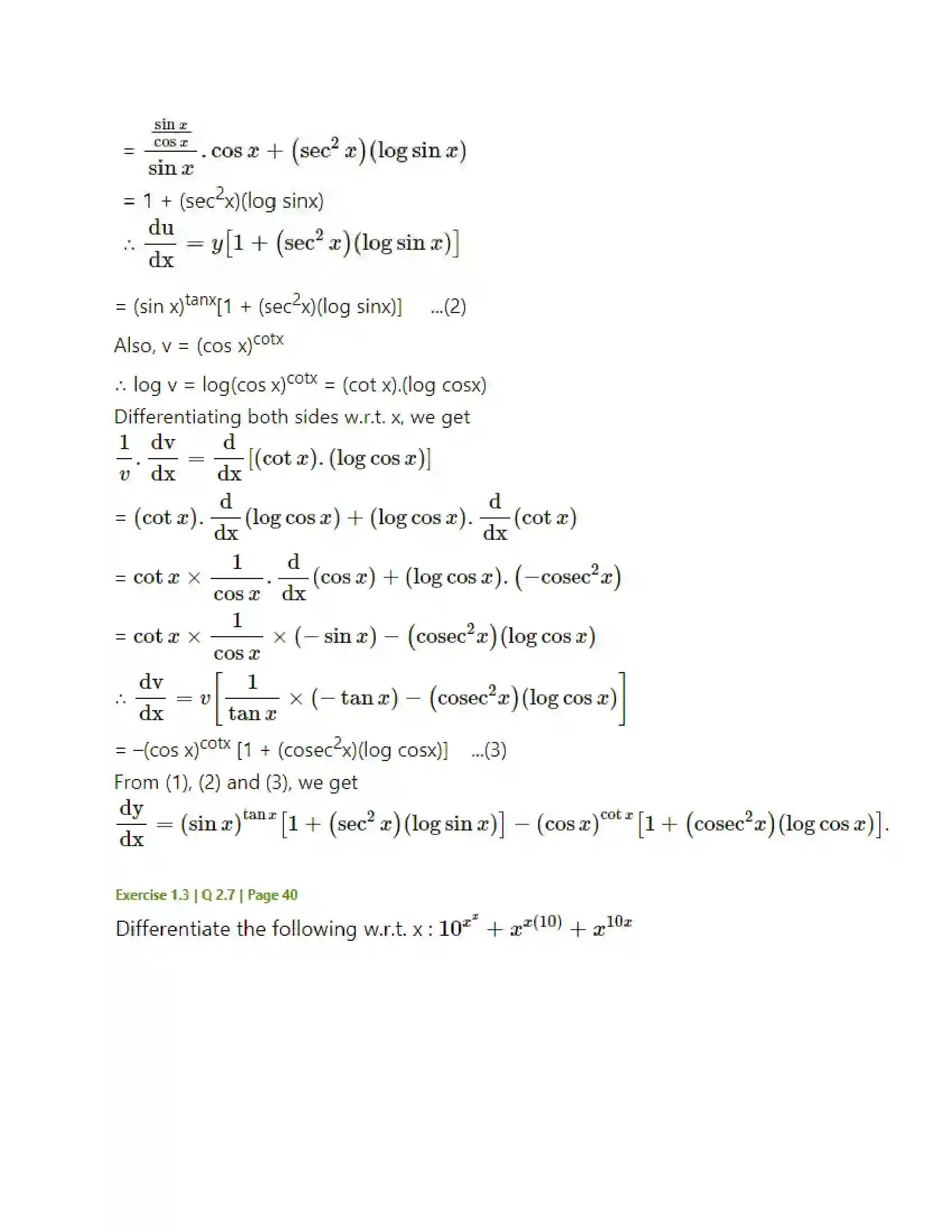 Maharashtra Board Class 12th Mathematics & Statistics-2 (Arts & Science) Differentiation Solution 130