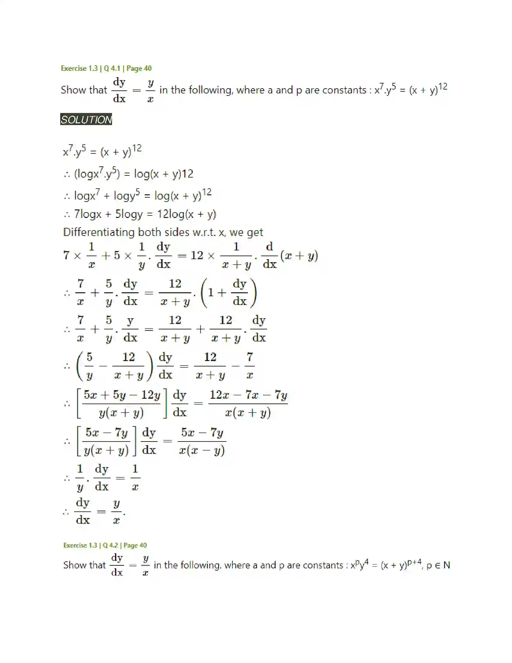 Maharashtra Board Class 12th Mathematics & Statistics-2 (Arts & Science) Differentiation Solution 140
