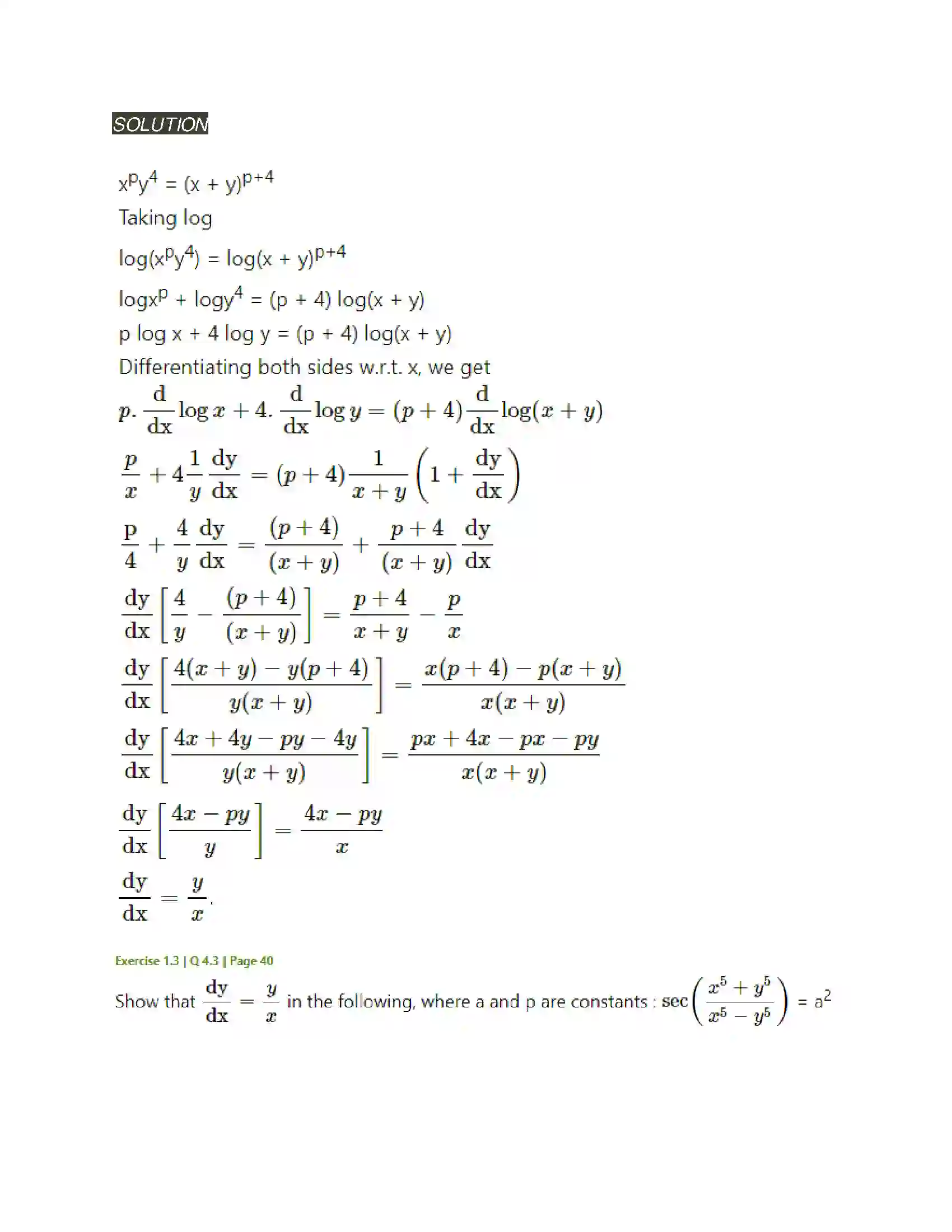 Maharashtra Board Class 12th Mathematics & Statistics-2 (Arts & Science) Differentiation Solution 141