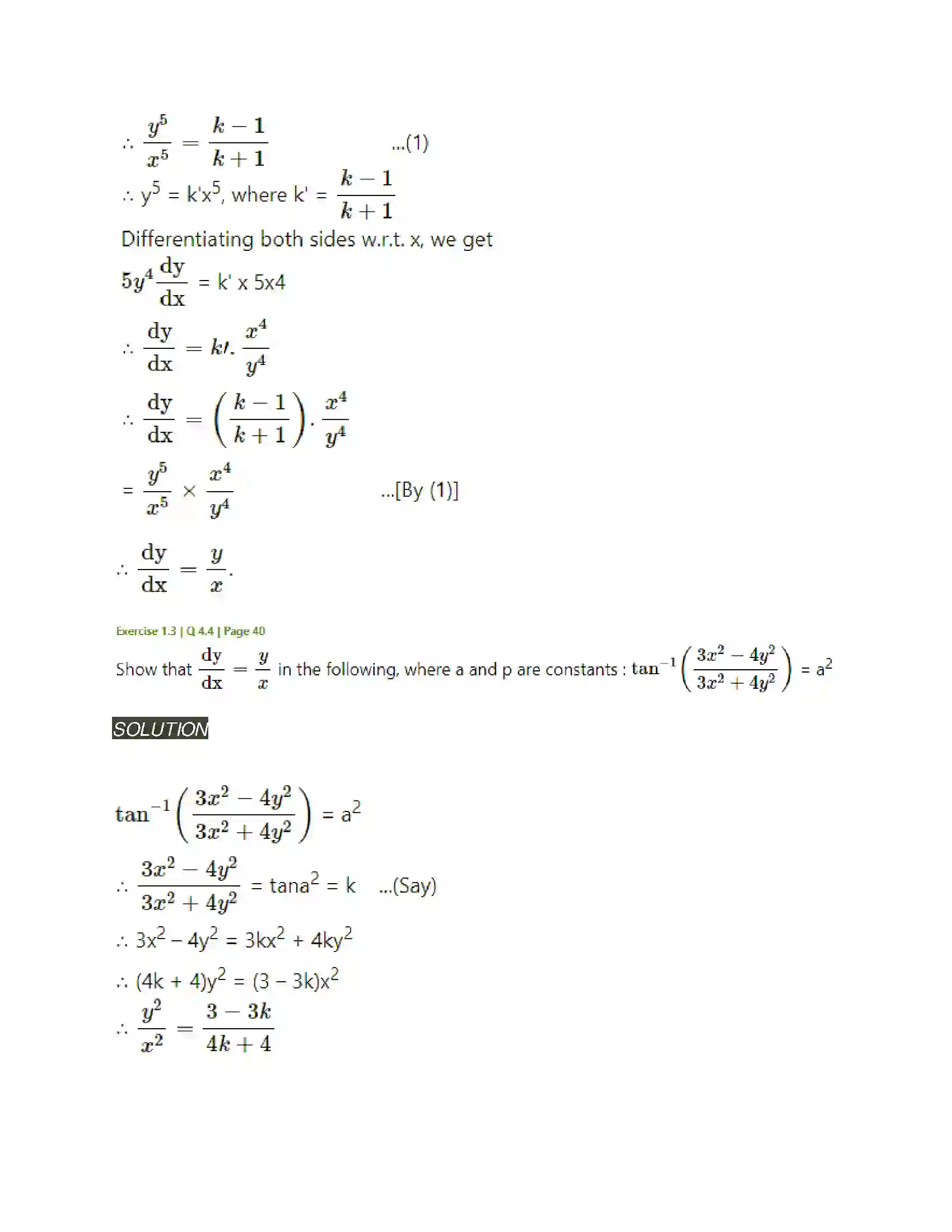 Maharashtra Board Class 12th Mathematics & Statistics-2 (Arts & Science) Differentiation Solution 143