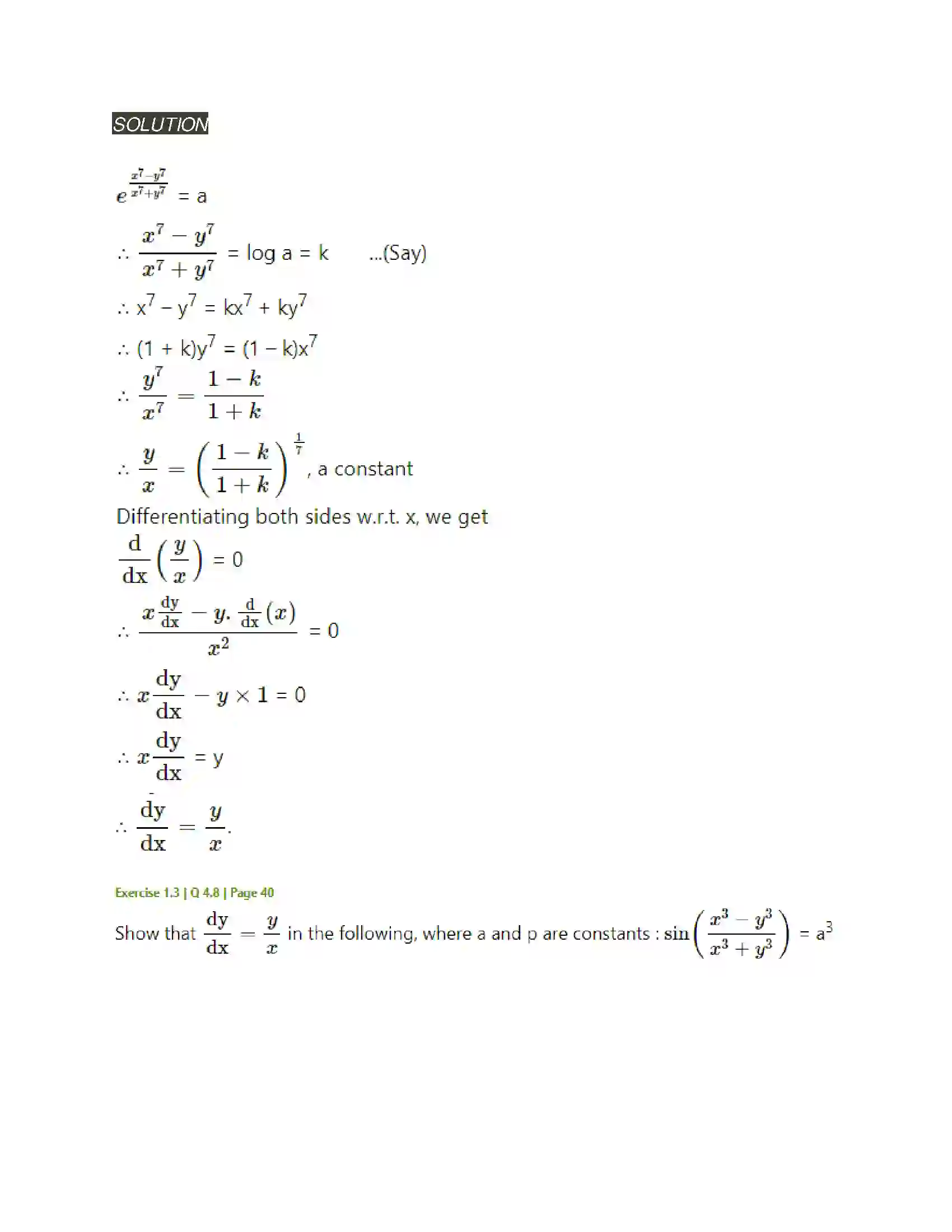 Maharashtra Board Class 12th Mathematics & Statistics-2 (Arts & Science) Differentiation Solution 147