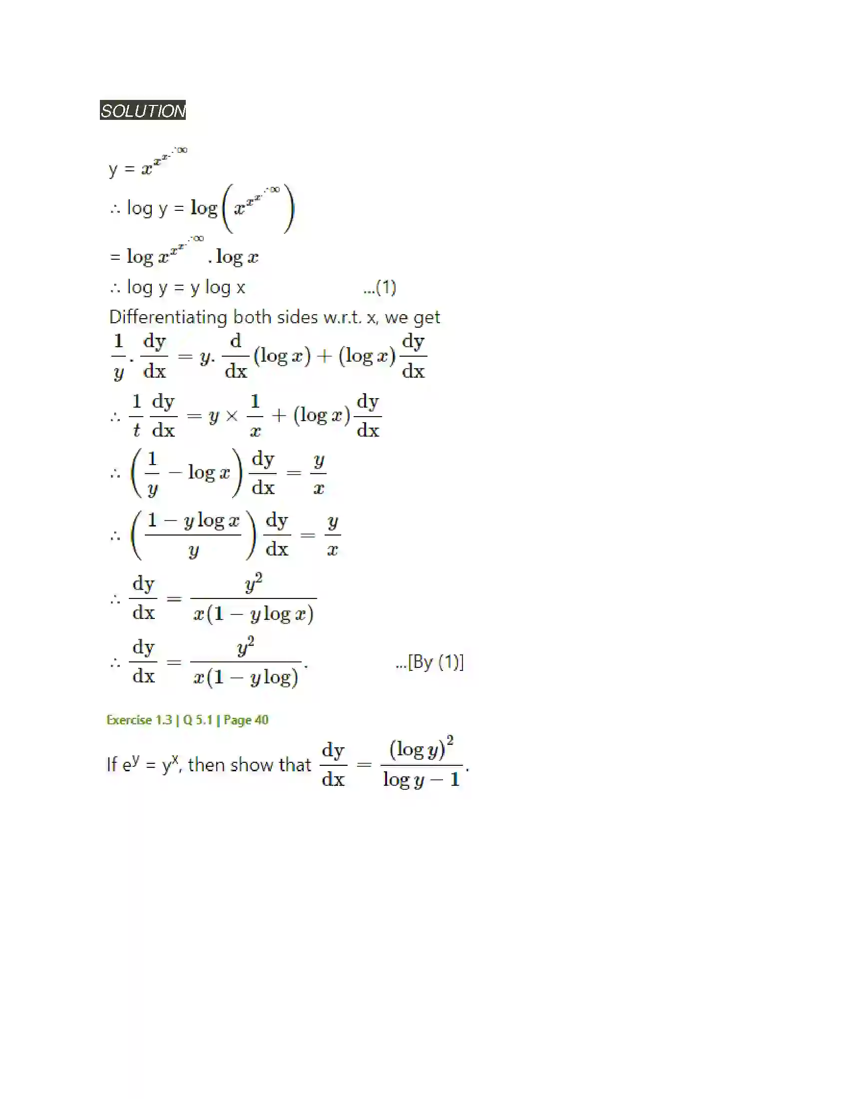 Maharashtra Board Class 12th Mathematics & Statistics-2 (Arts & Science) Differentiation Solution 155