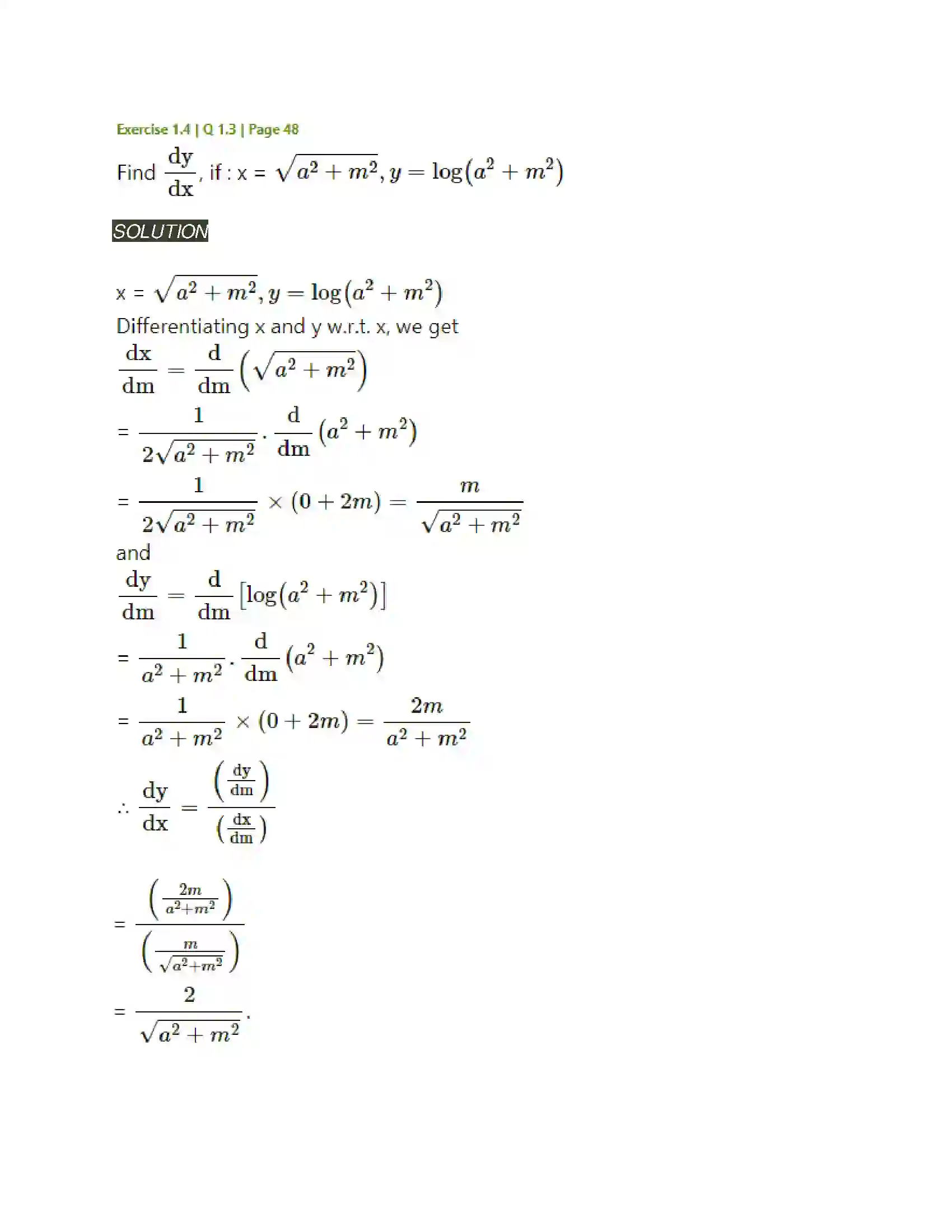 Maharashtra Board Class 12th Mathematics & Statistics-2 (Arts & Science) Differentiation Solution 159