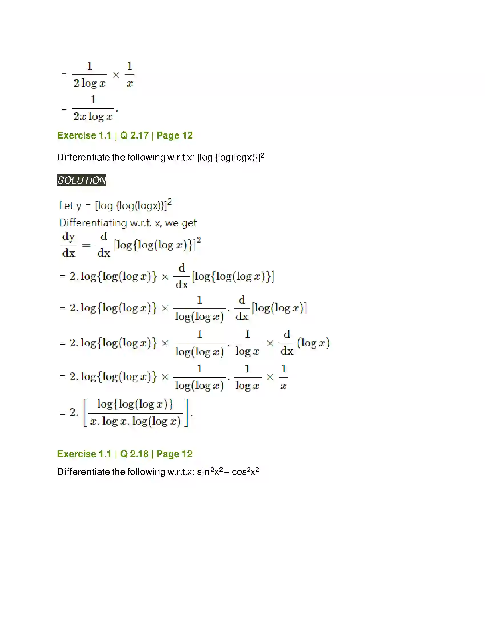 Maharashtra Board Class 12th Mathematics & Statistics-2 (Arts & Science) Differentiation Solution 16