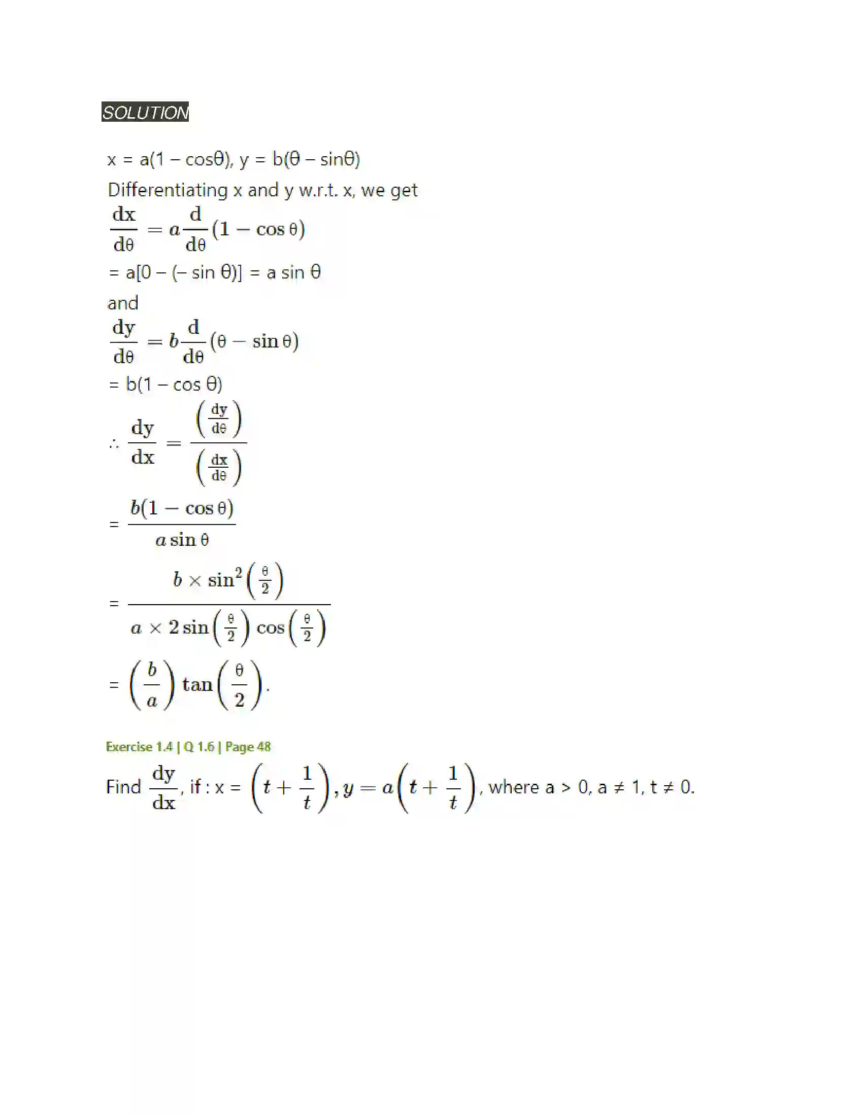 Maharashtra Board Class 12th Mathematics & Statistics-2 (Arts & Science) Differentiation Solution 161