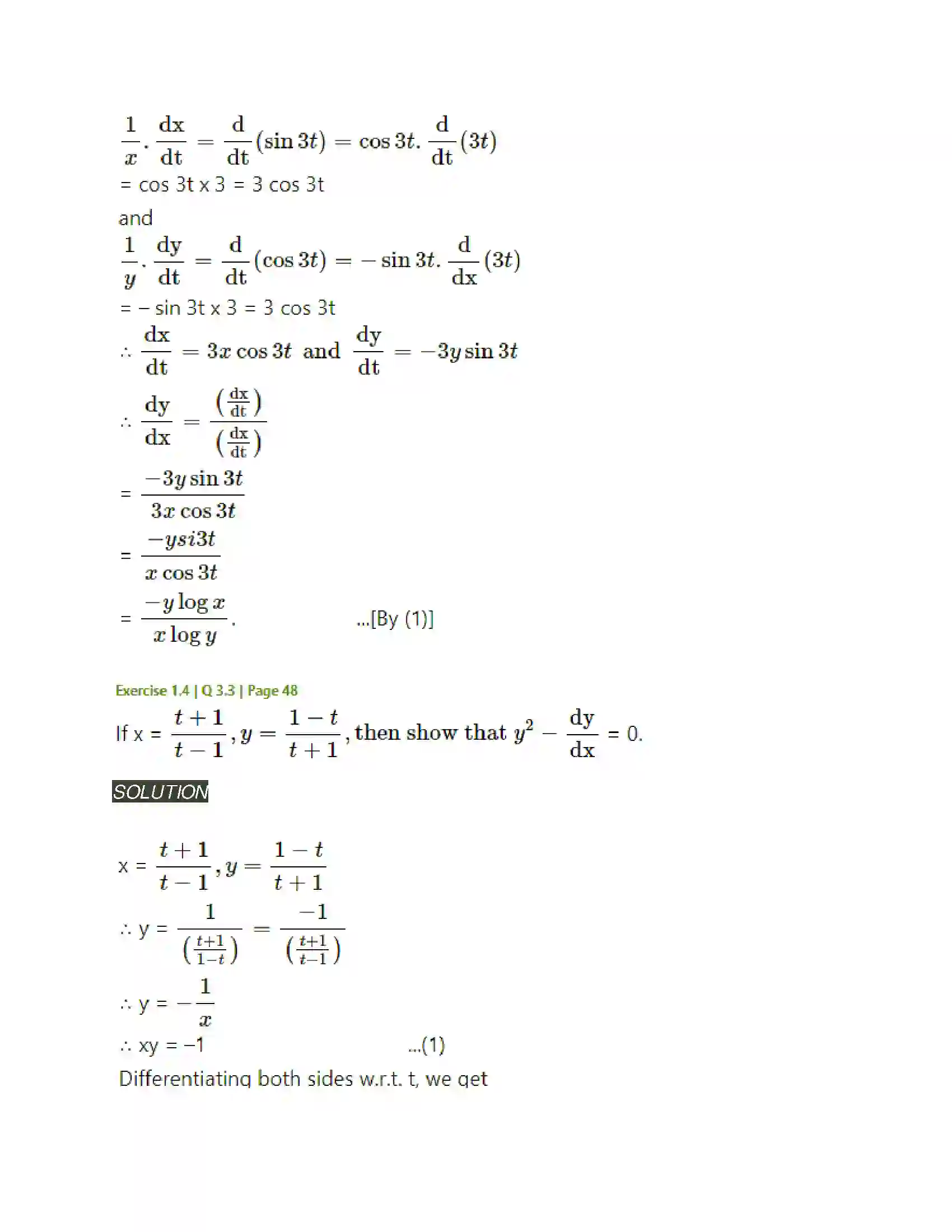 Maharashtra Board Class 12th Mathematics & Statistics-2 (Arts & Science) Differentiation Solution 175
