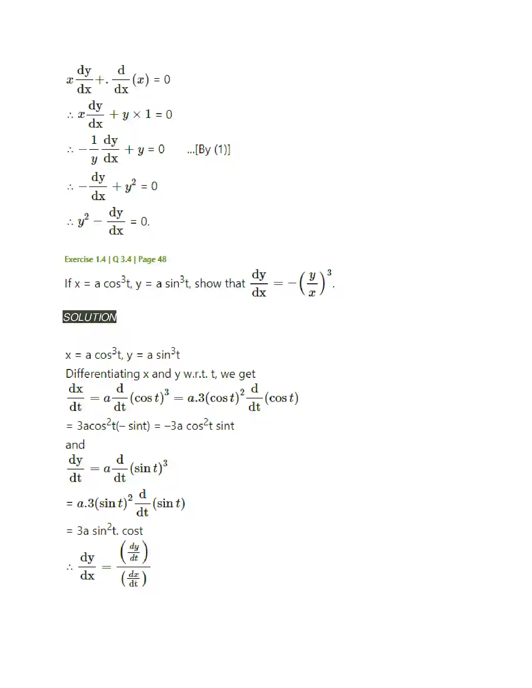 Maharashtra Board Class 12th Mathematics & Statistics-2 (Arts & Science) Differentiation Solution 176