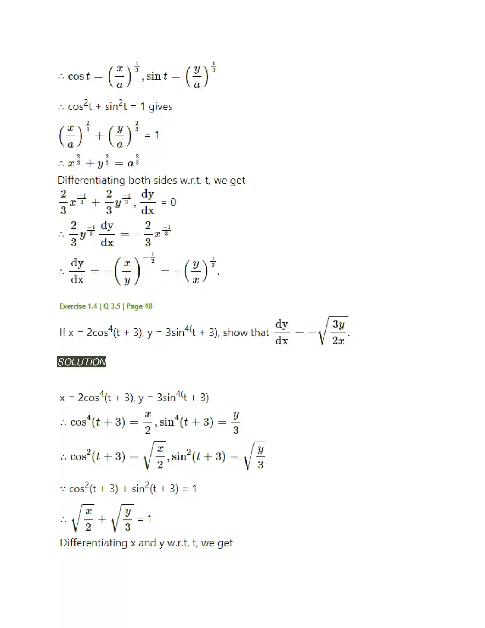 Maharashtra Board Class 12th Mathematics & Statistics-2 (Arts & Science) Differentiation Solution 178