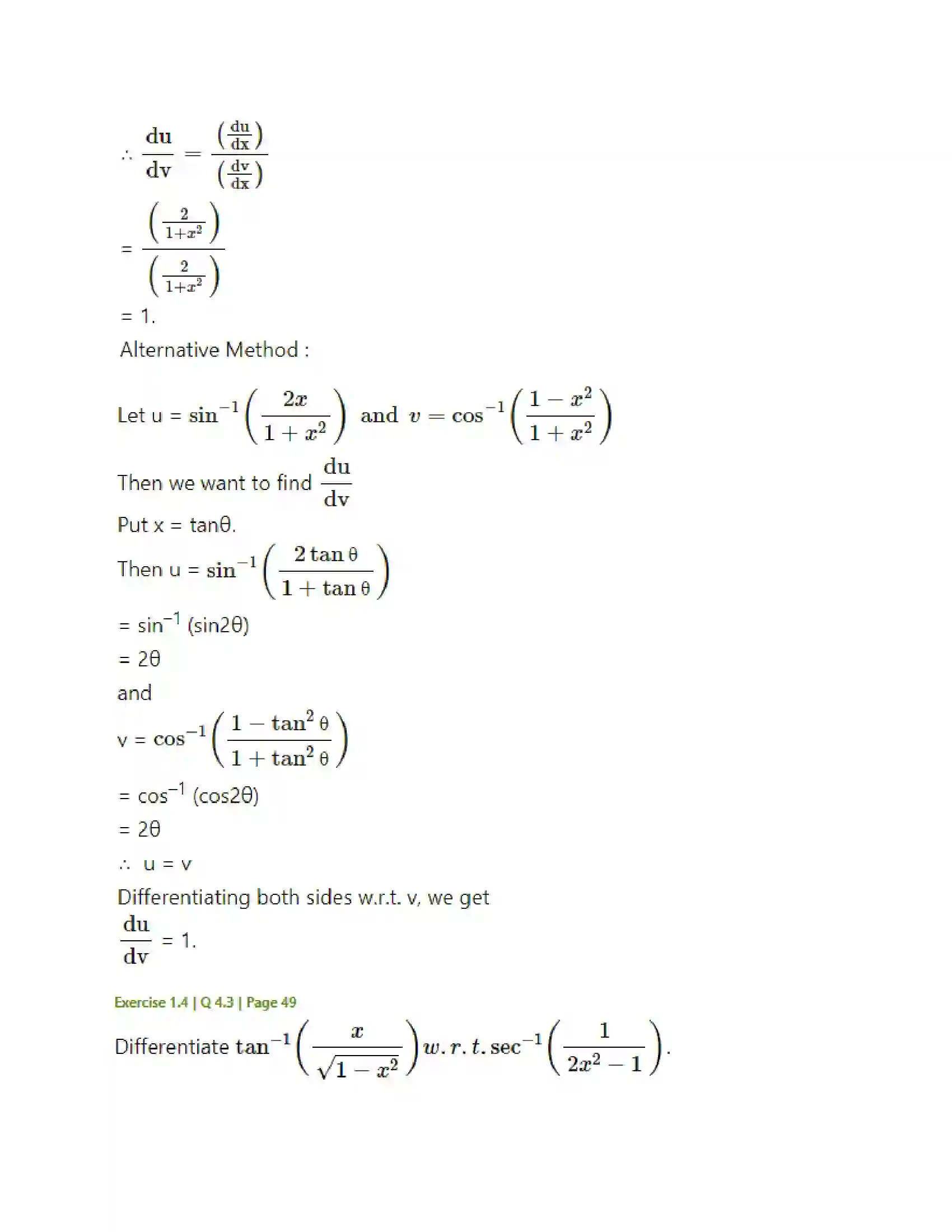 Maharashtra Board Class 12th Mathematics & Statistics-2 (Arts & Science) Differentiation Solution 185
