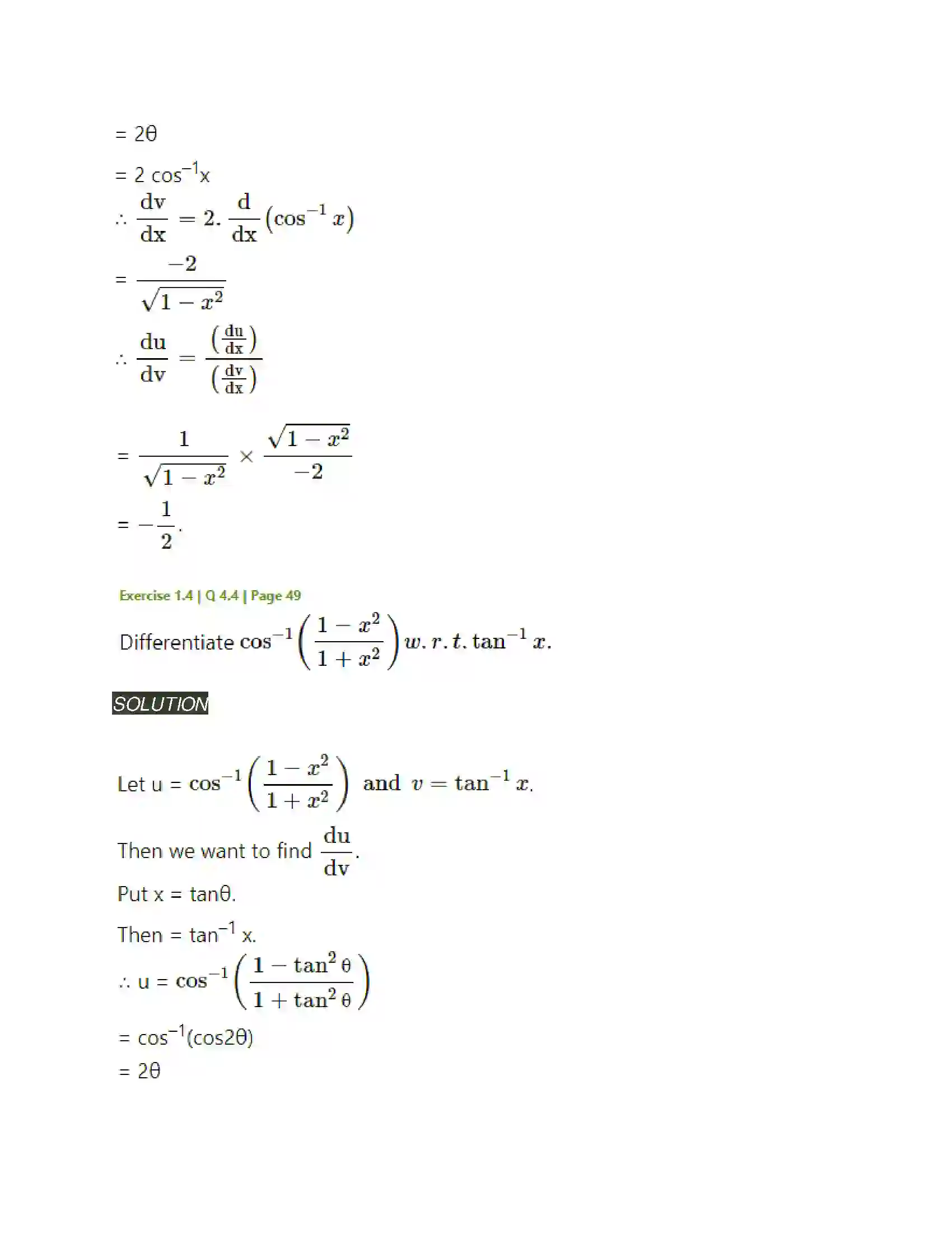 Maharashtra Board Class 12th Mathematics & Statistics-2 (Arts & Science) Differentiation Solution 187