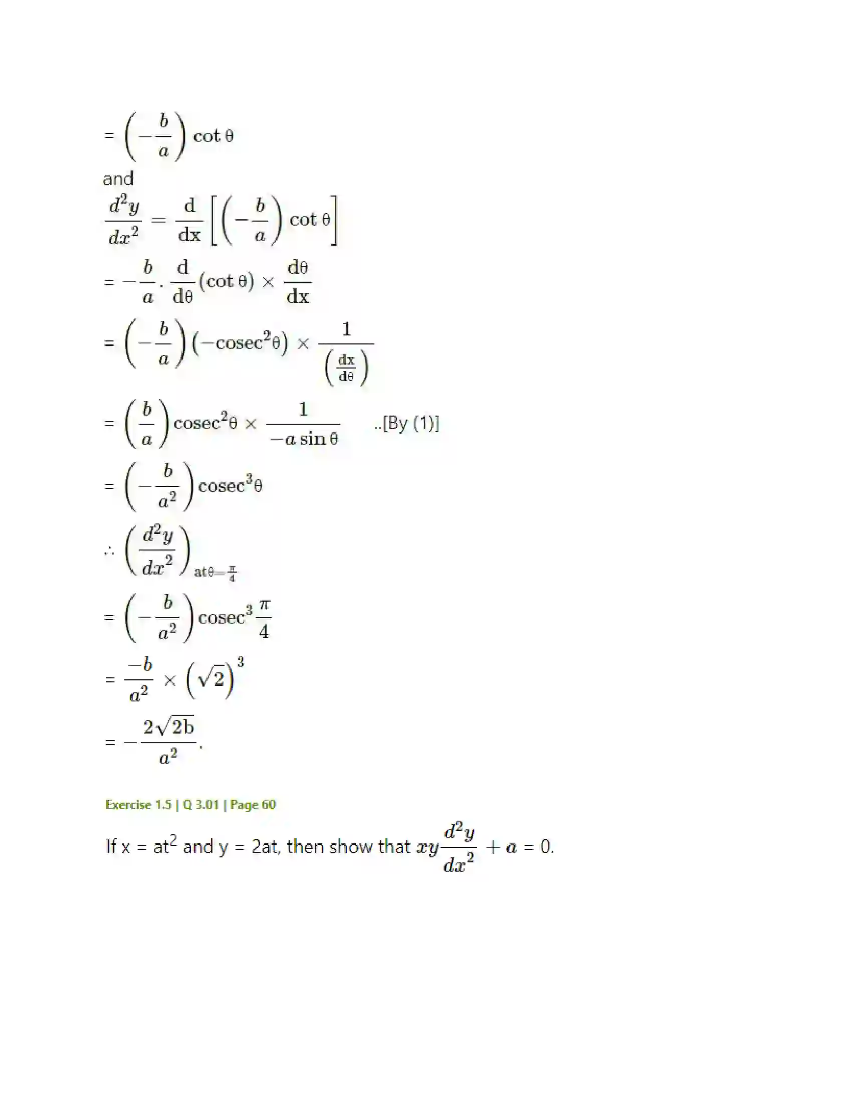 Maharashtra Board Class 12th Mathematics & Statistics-2 (Arts & Science) Differentiation Solution 206