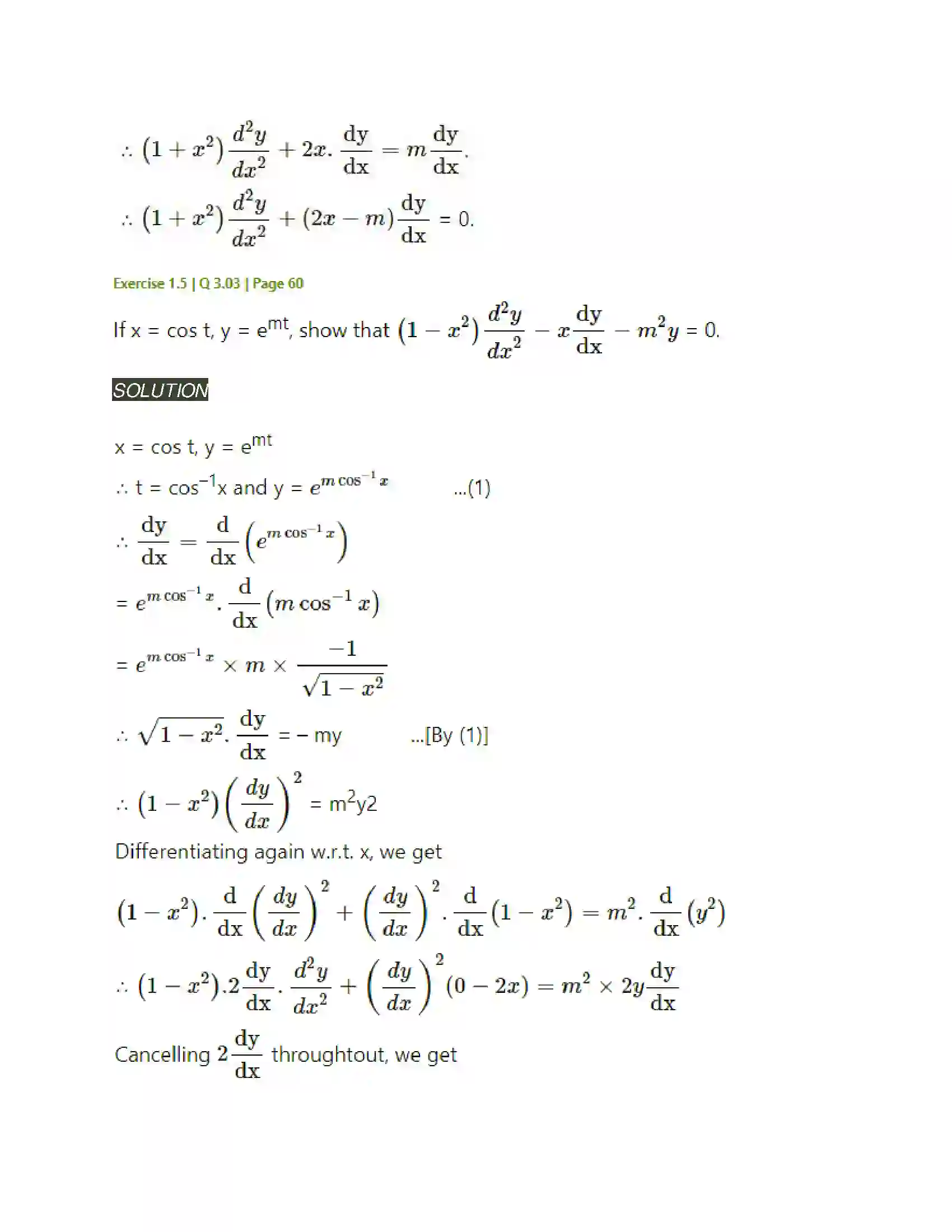 Maharashtra Board Class 12th Mathematics & Statistics-2 (Arts & Science) Differentiation Solution 209