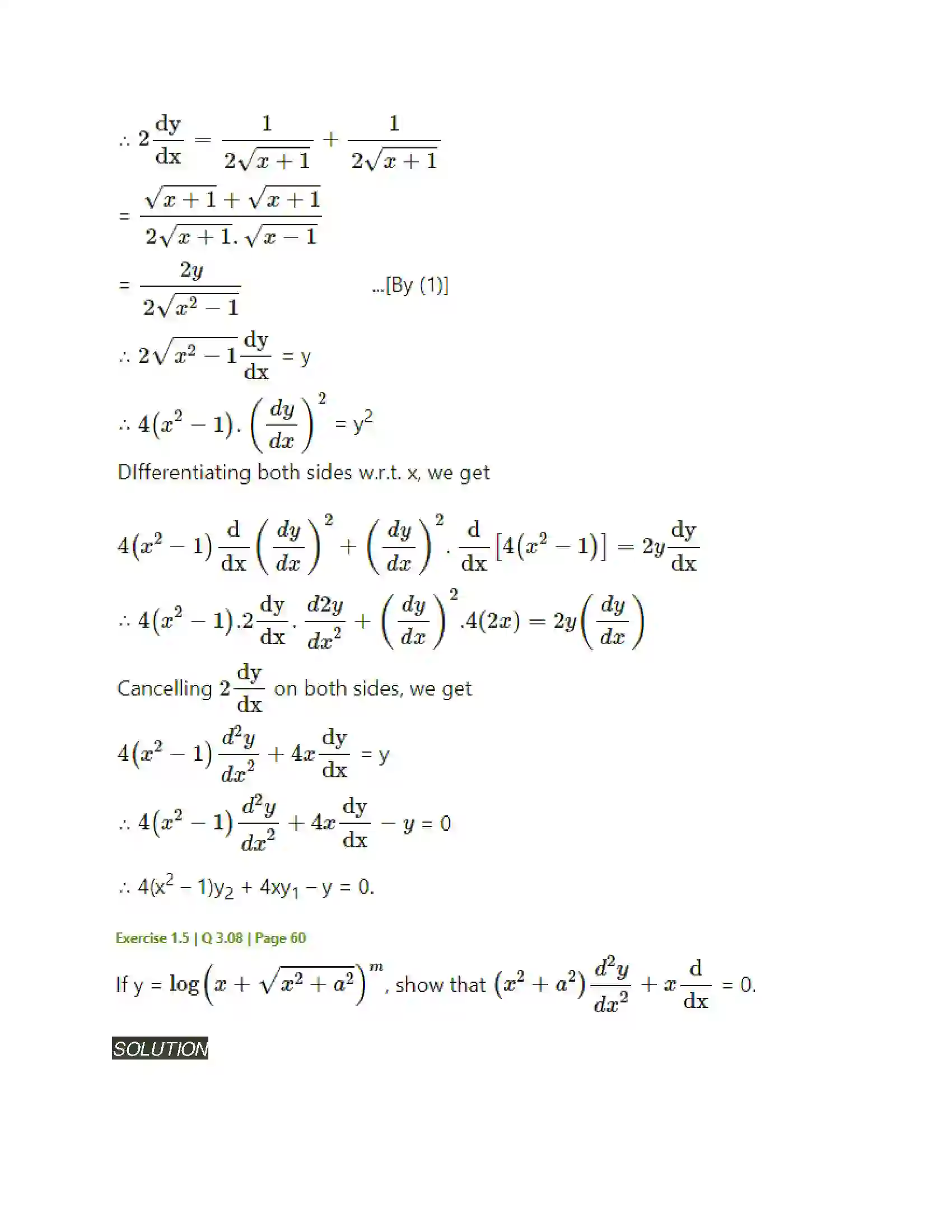 Maharashtra Board Class 12th Mathematics & Statistics-2 (Arts & Science) Differentiation Solution 214
