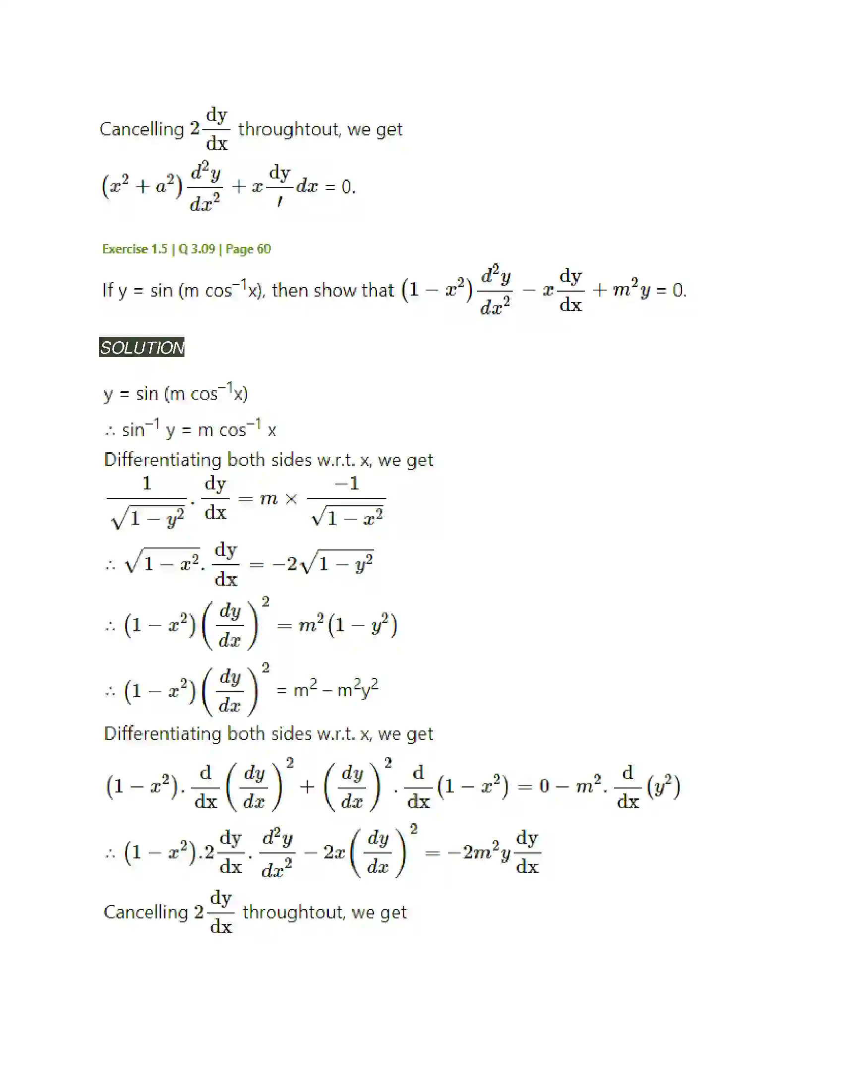Maharashtra Board Class 12th Mathematics & Statistics-2 (Arts & Science) Differentiation Solution 216